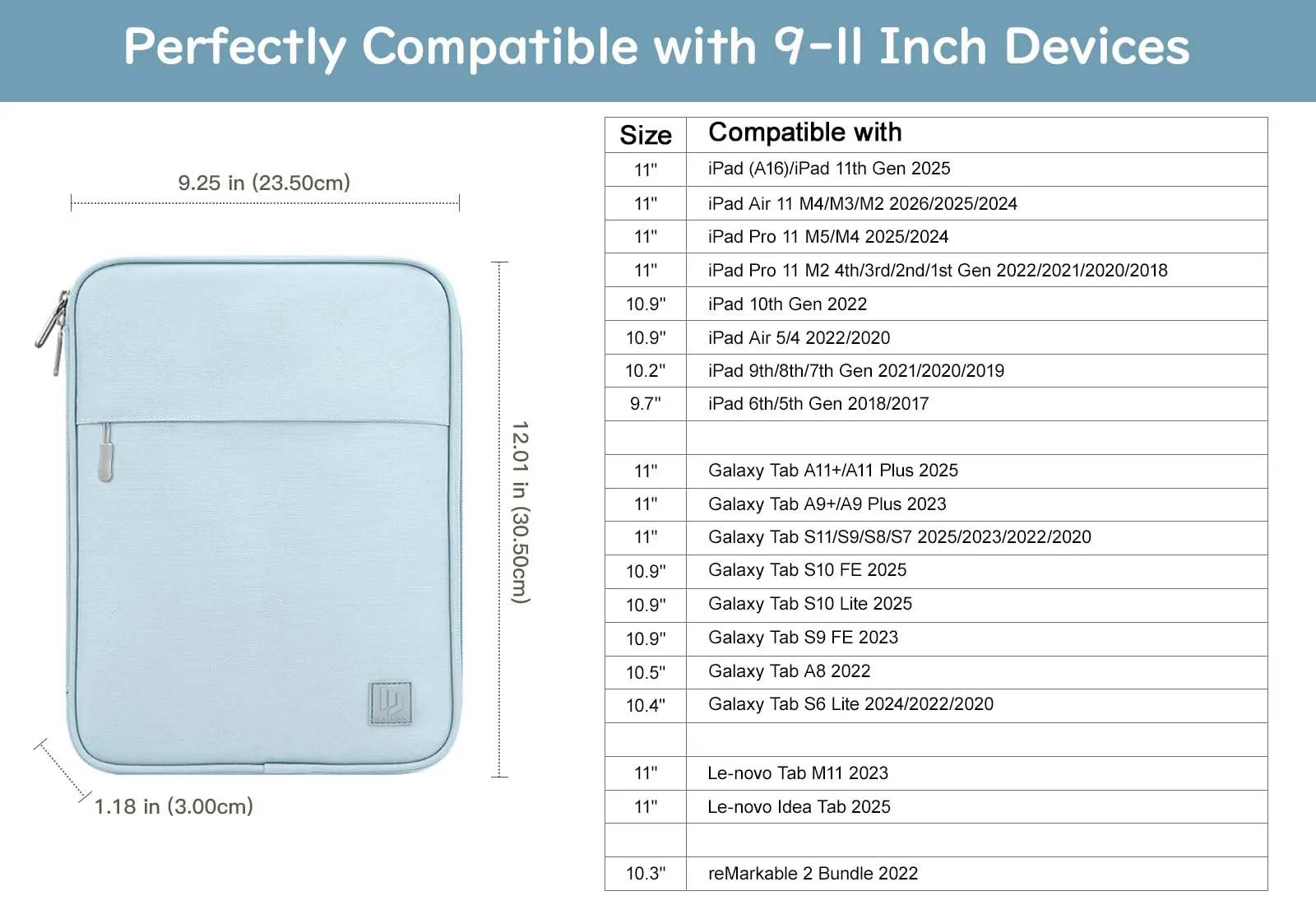 Dadanism Borsa Imbottita per Tablet 9-11 Pollici, Blu Latte - immagine 2