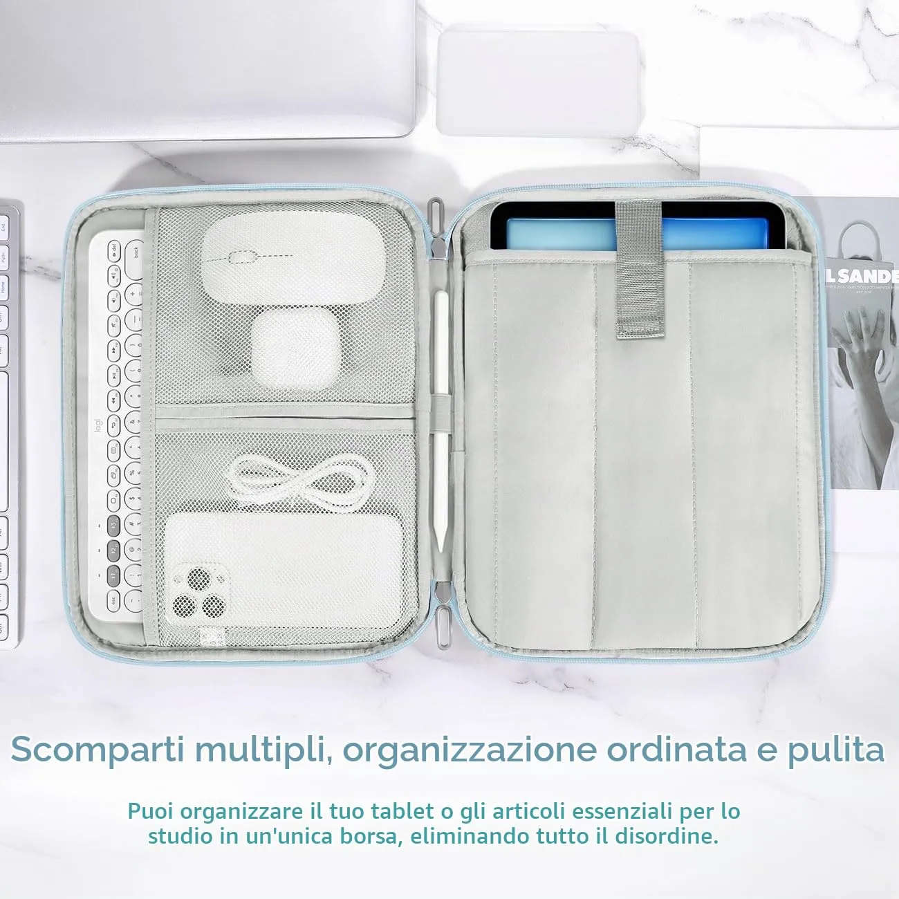 Dadanism Borsa Imbottita per Tablet 9-11 Pollici, Blu Latte - immagine 4