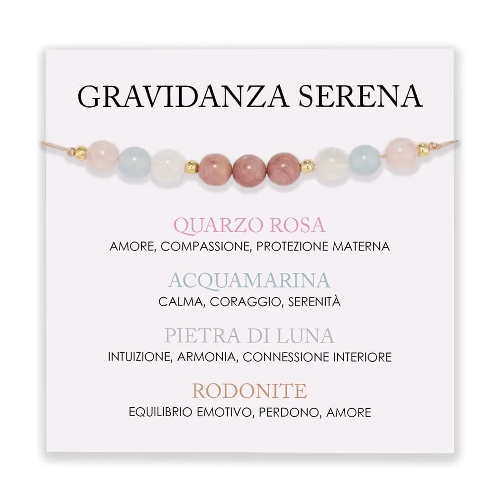Bramart Bracciale Mamma in Pietre Naturali Quarzo Rosa, Pietra di Luna, Acquamarina e Rodonite, Fatto a Mano - immagine 1
