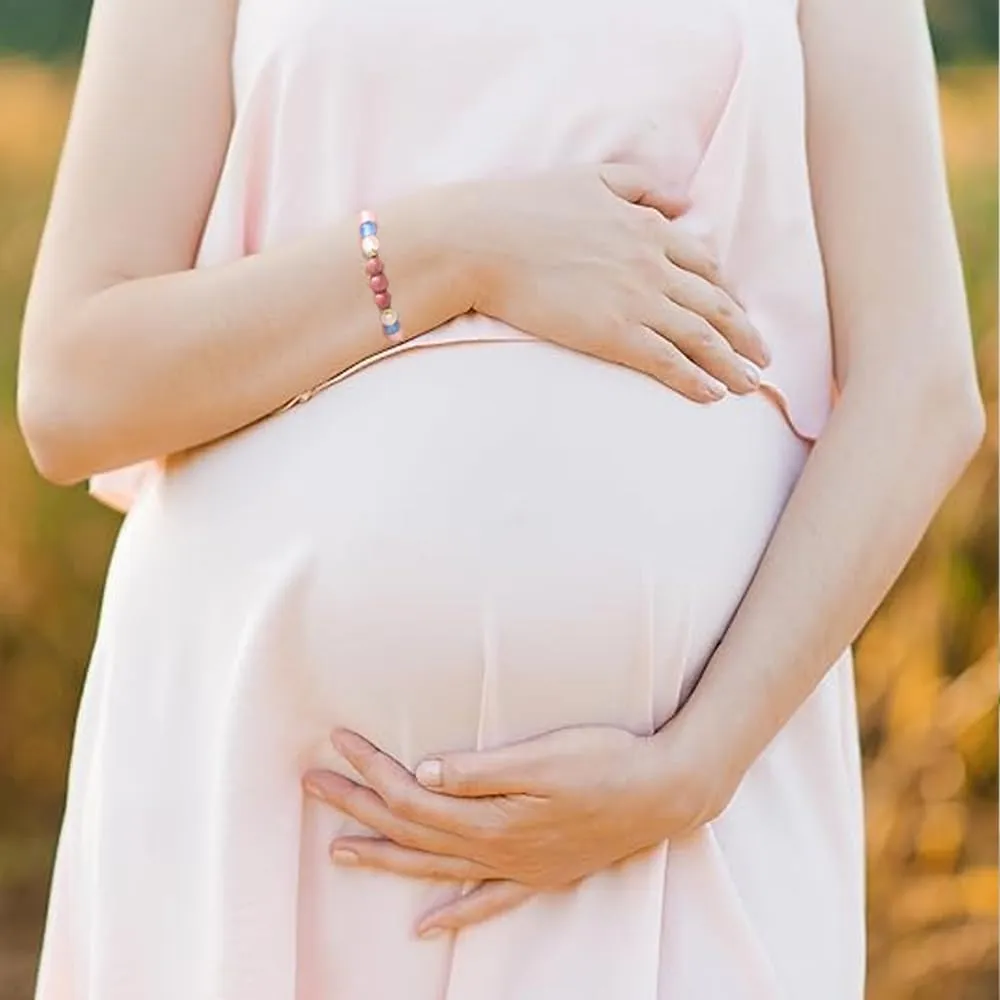 Bramart Bracciale Mamma in Pietre Naturali Quarzo Rosa, Pietra di Luna, Acquamarina e Rodonite, Fatto a Mano - immagine 6