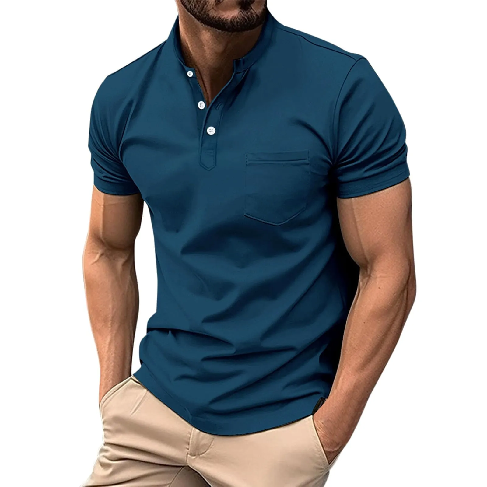 Generico Camicia di Lino Uomo Manica Lunga Rossa XXXL - immagine 1