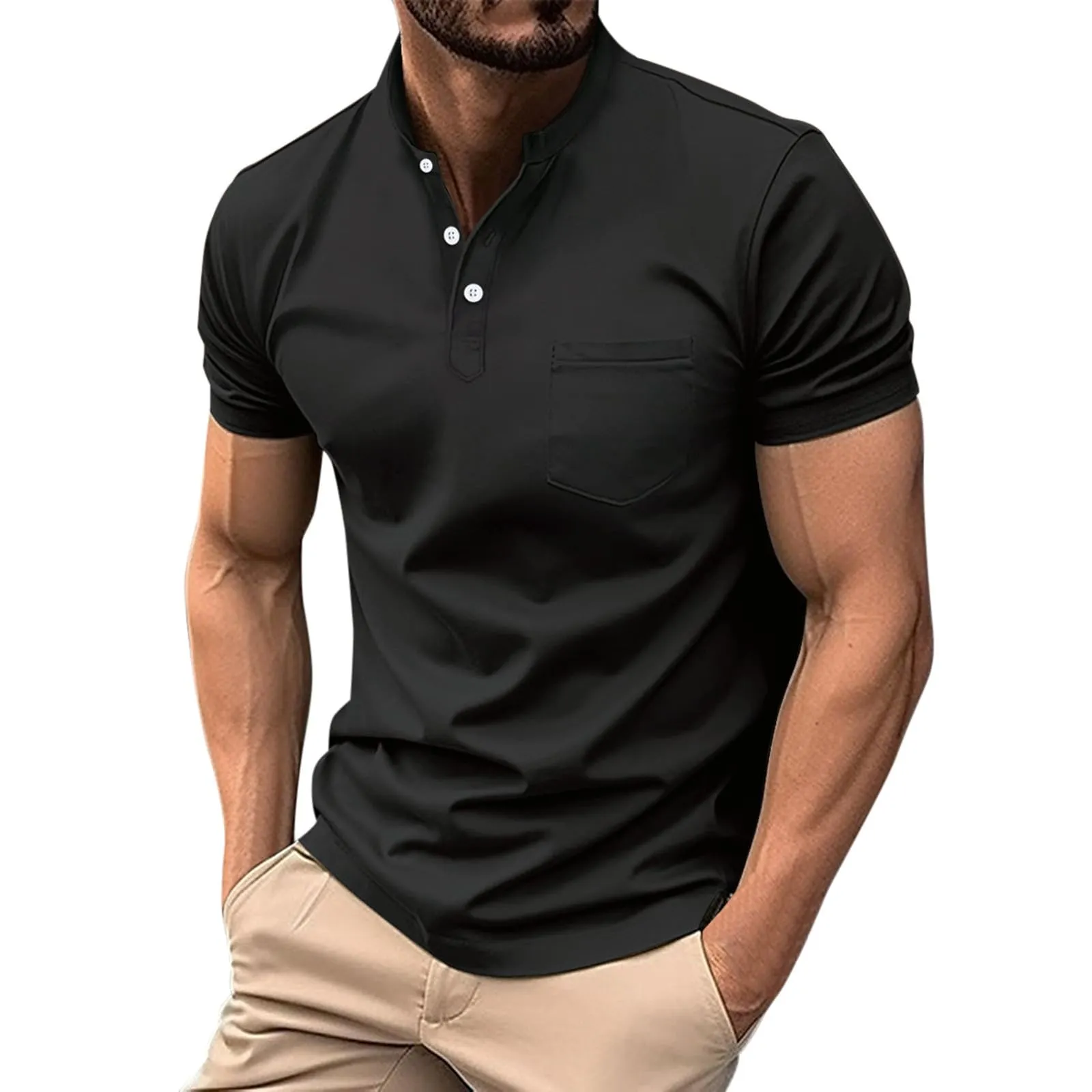 Generico Camicia Uomo Manica Lunga Navy Nero Poliestere Taglia M - immagine 1