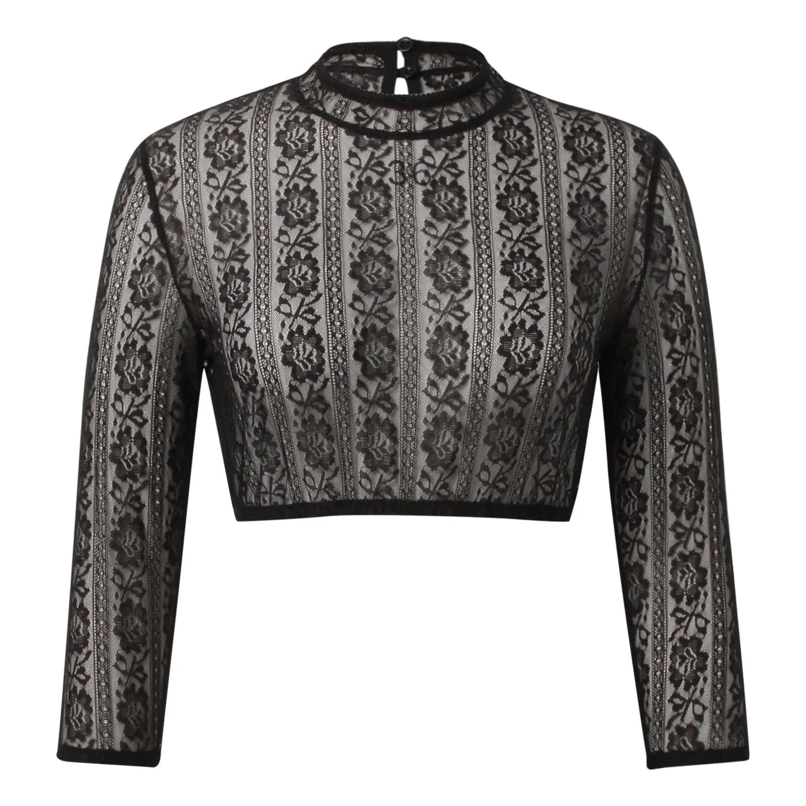 Generisch Camicia da Donna in Pizzo per Dirndl, Nero, L - immagine 4