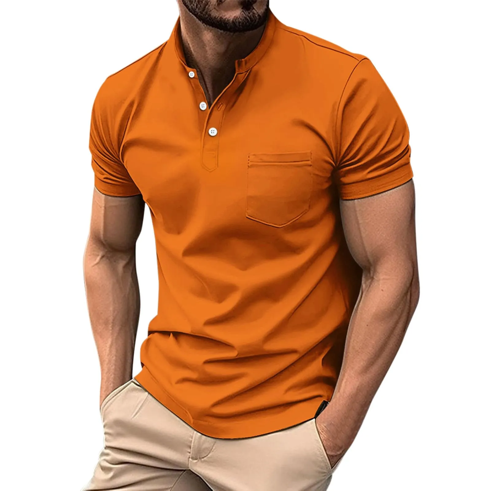 Generico Magliette Bianche Uomo in Cotone Slim Fit - immagine 1