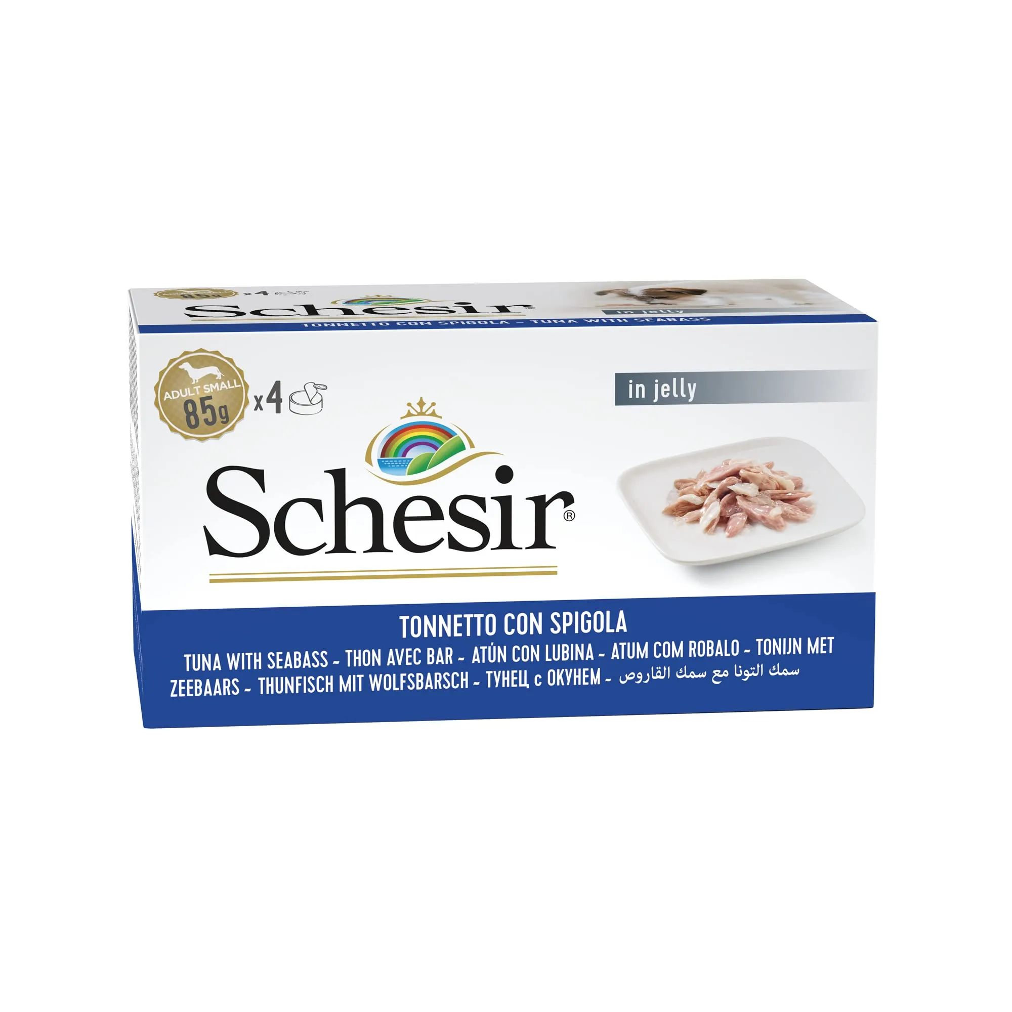 Schesir Cibo Umido per Cani Adulti con Spigola e Tonnetto in Morbida Gelatina (24 x 85g) - immagine 1