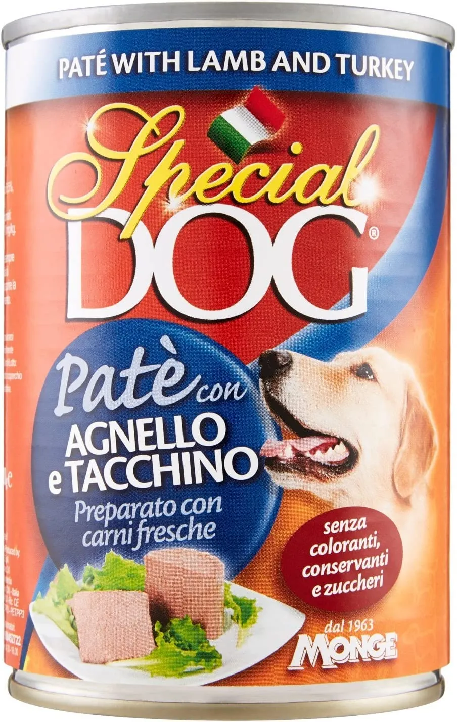 Monge Special Dog Paté Agnello e Tacchino per Cani Adulti, 12 Pezzi da 400 g - immagine 1