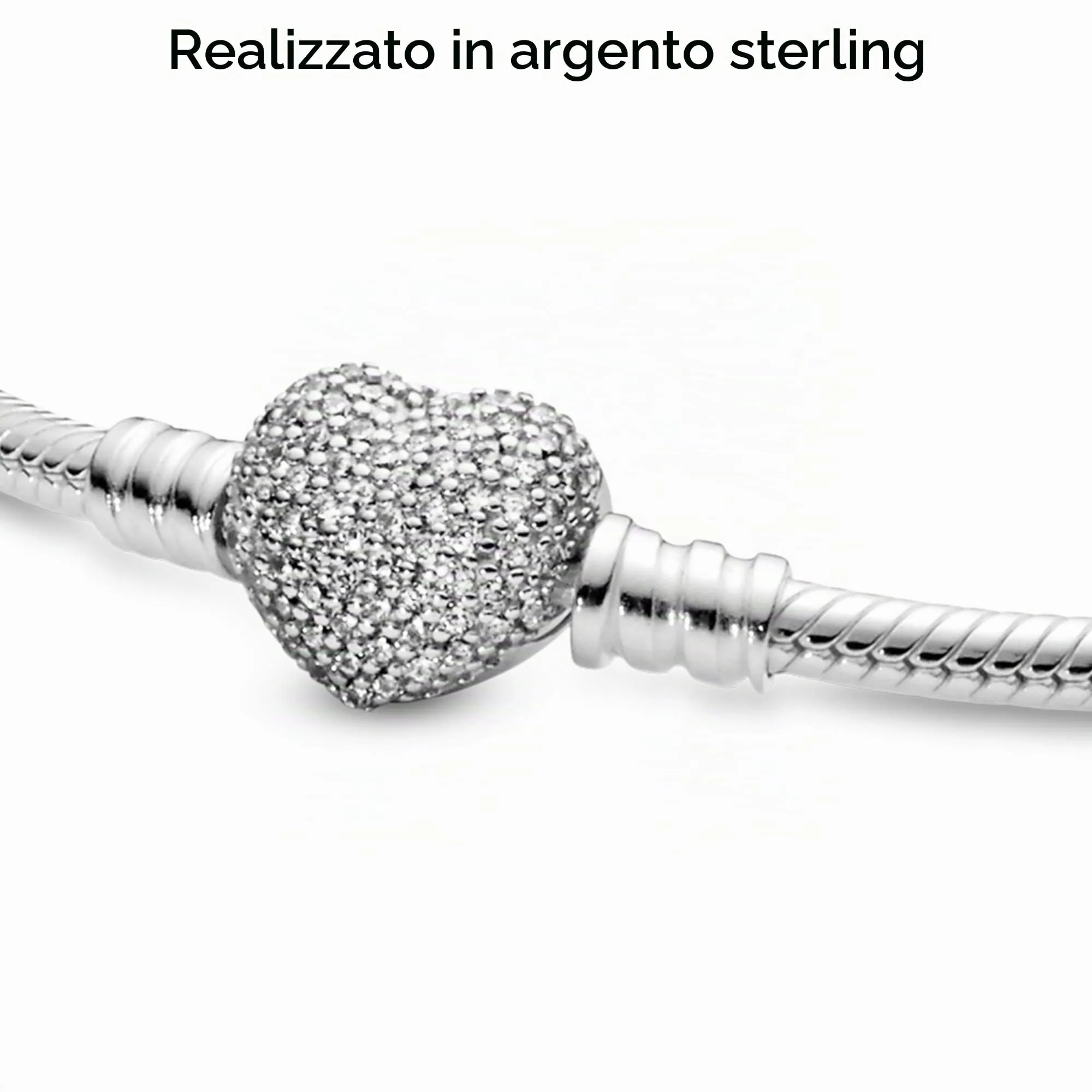 Pandora Icons Bracciale in argento con chiusura a cuore e zirconi cubici, 17 - immagine 4