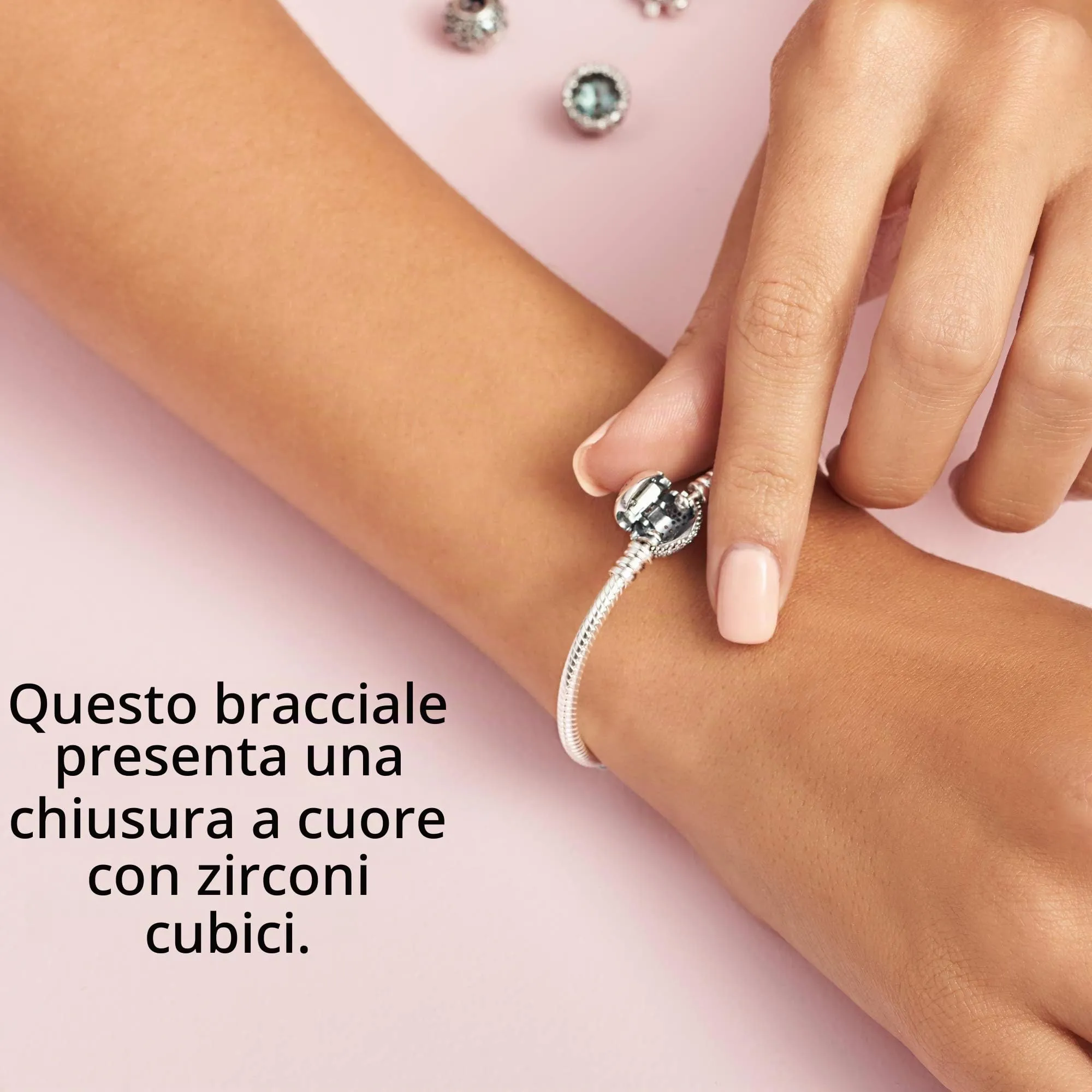 Pandora Icons Bracciale in argento con chiusura a cuore e zirconi cubici, 17 - immagine 5