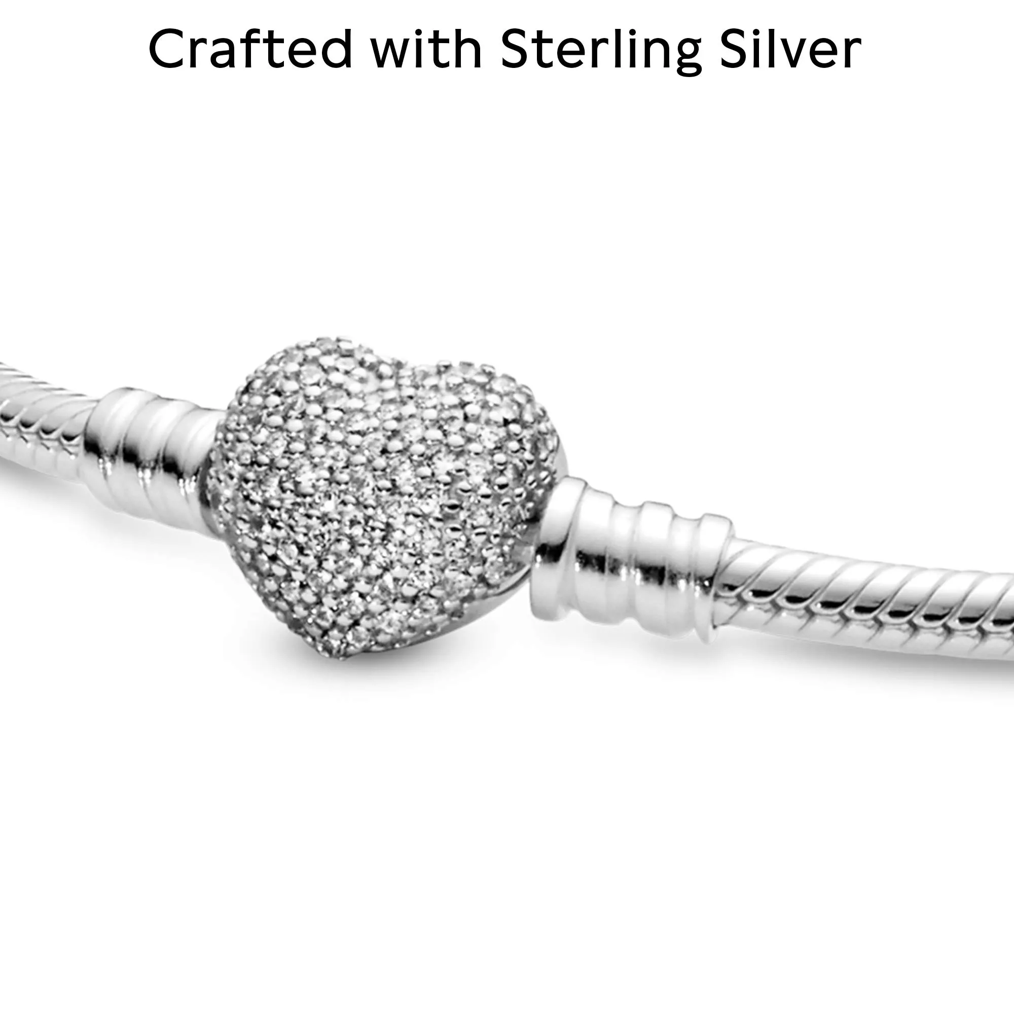 Pandora Icons Bracciale in argento con chiusura a cuore e zirconi cubici, 23 - immagine 4