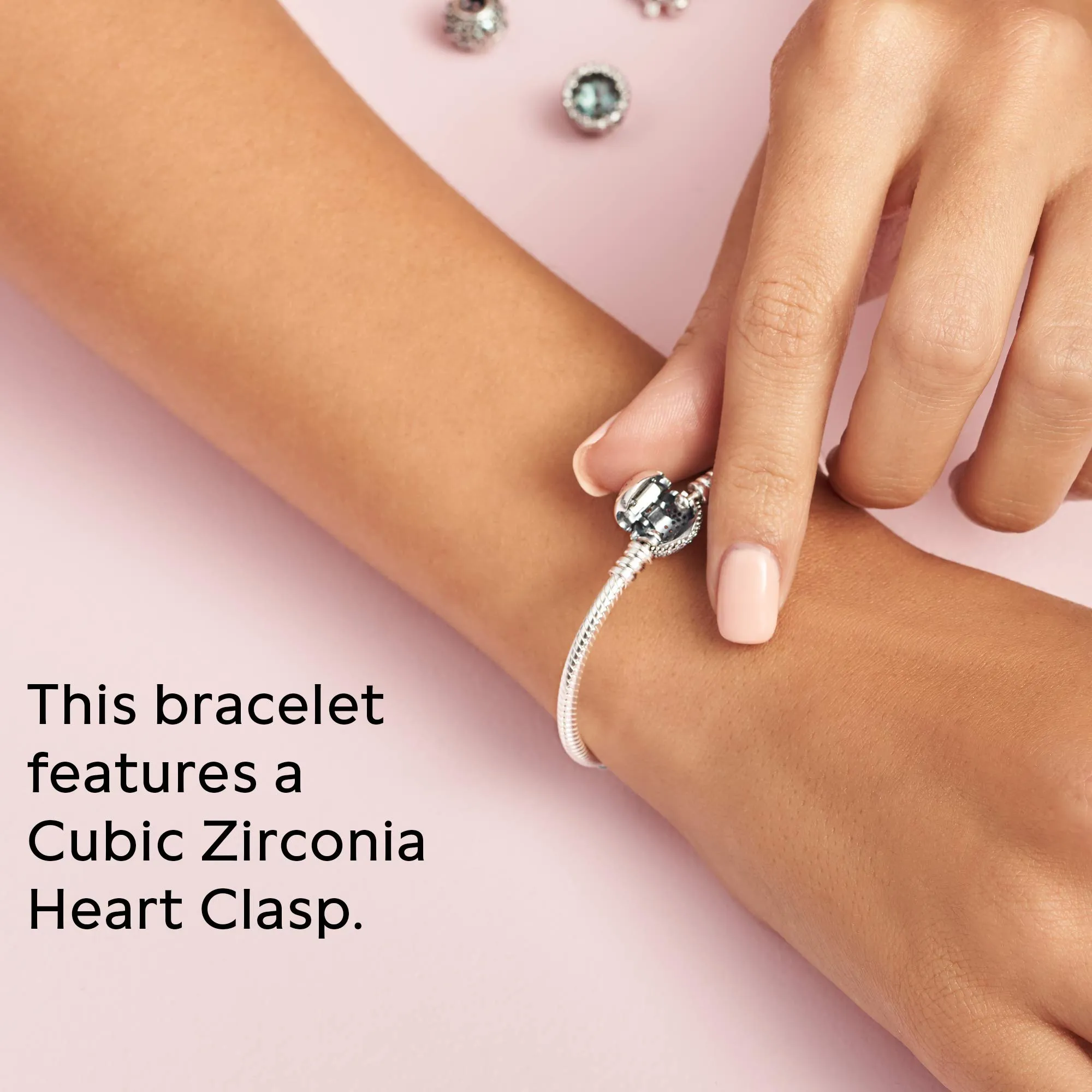 Pandora Icons Bracciale in argento con chiusura a cuore e zirconi cubici, 23 - immagine 5