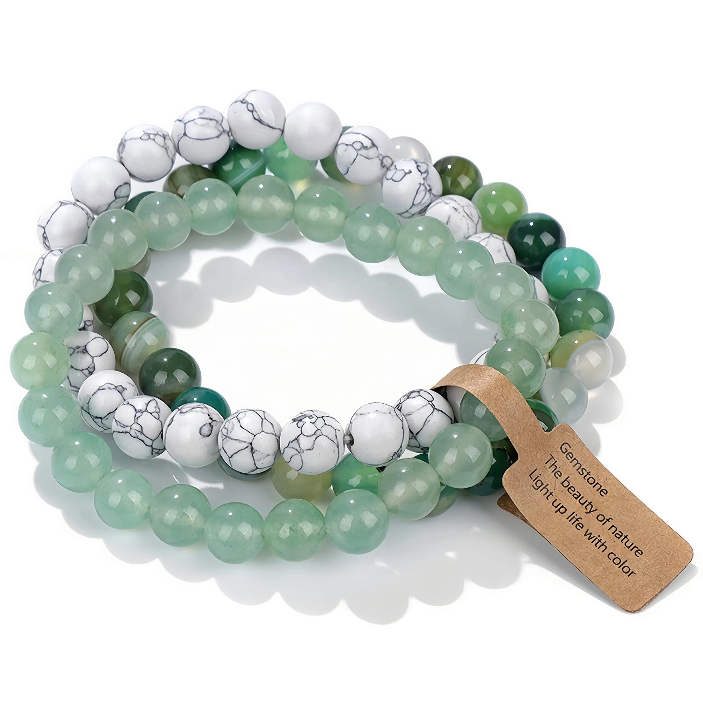 SAIBANGZI Bracciale in Pietre Naturali con Perline da 8mm - immagine 1