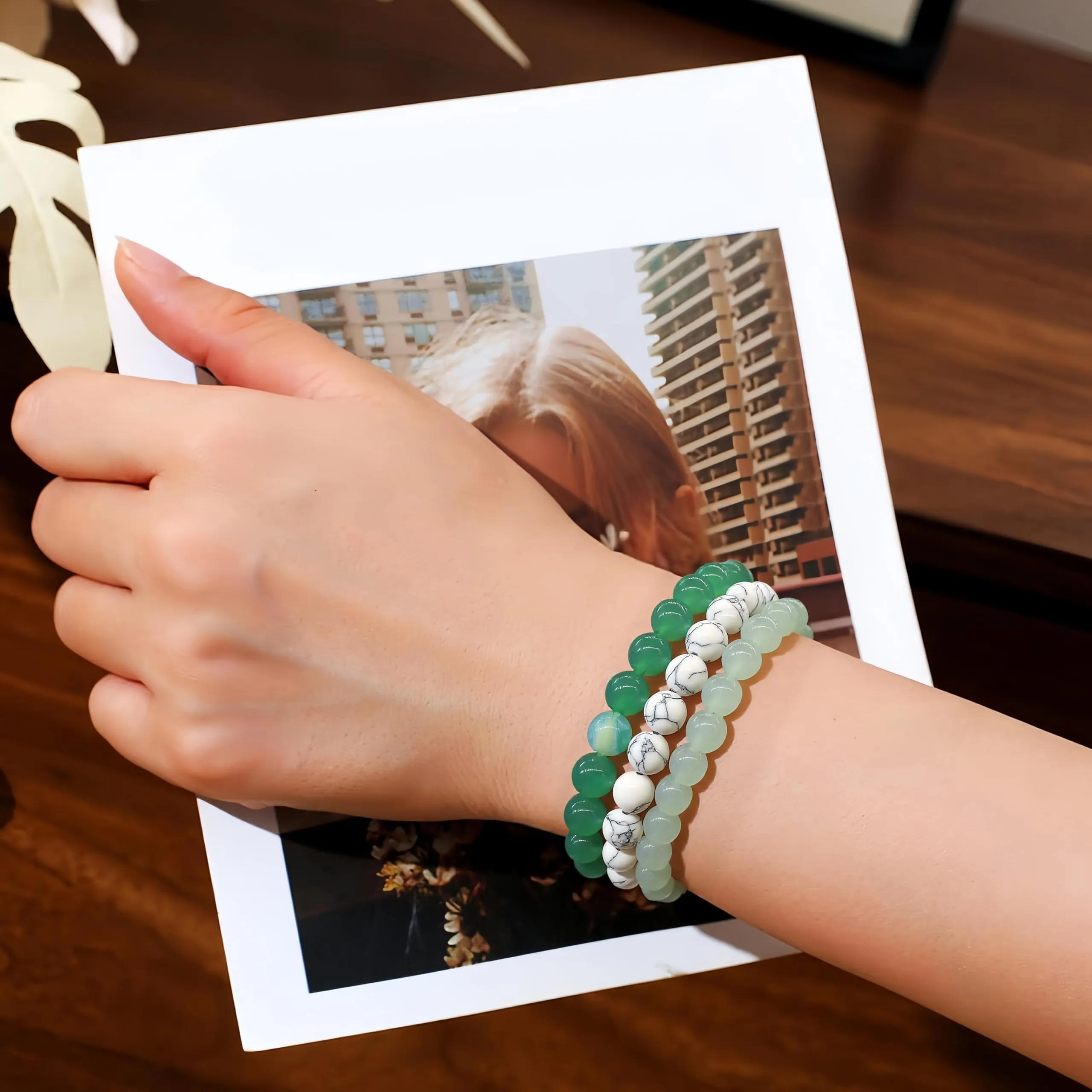SAIBANGZI Bracciale in Pietre Naturali con Perline da 8mm - immagine 2