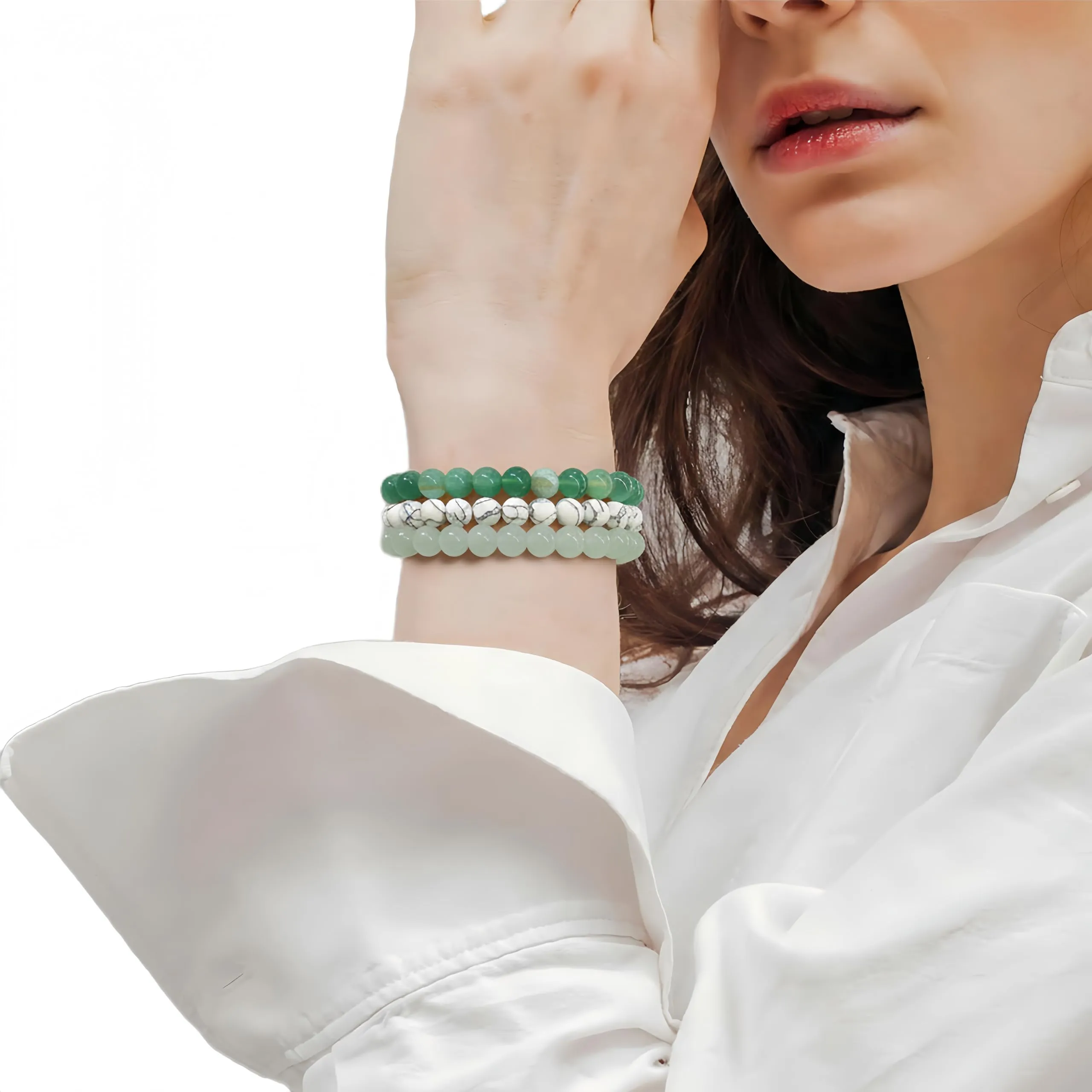 SAIBANGZI Bracciale in Pietre Naturali con Perline da 8mm - immagine 3