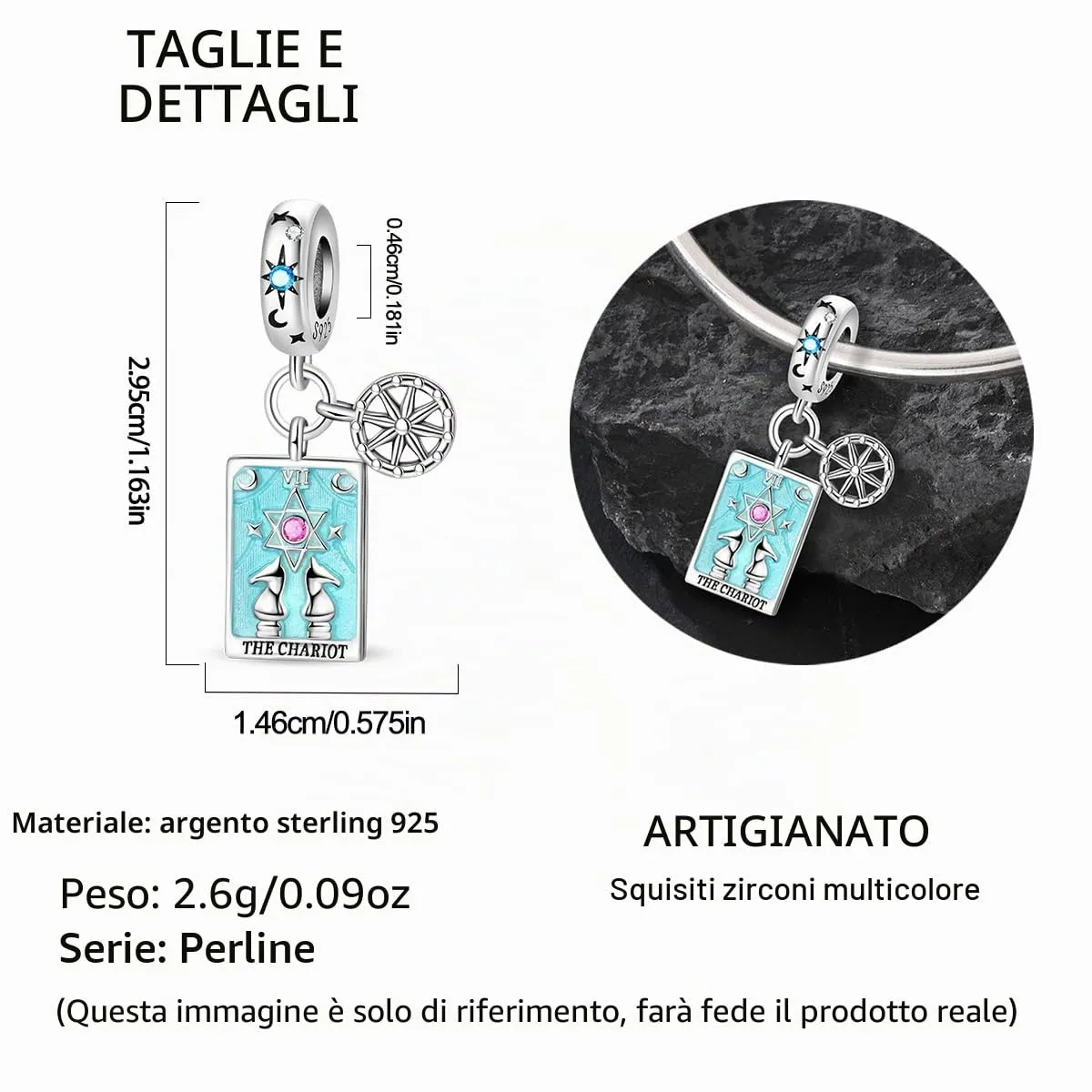 QIKAOLA Ciondolo Bead Charm in Argento Sterling S925 per Bracciali e Collane Europee da Donna - immagine 5