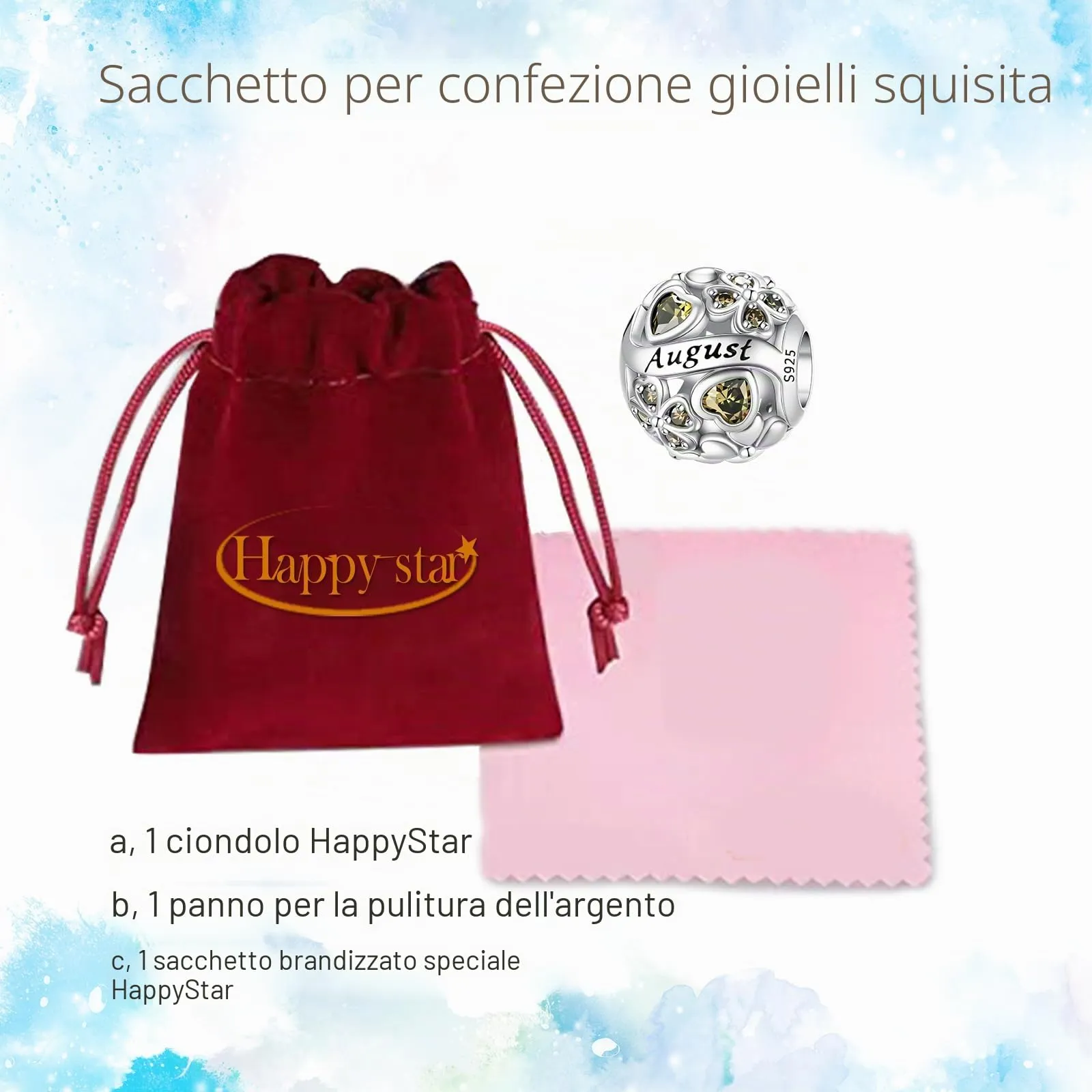 HappyStar Ciondolo Quadrifoglio in Argento Sterling 925 e Zirconia Cubica per Braccialetti Pandora e Stile Europeo - immagine 6