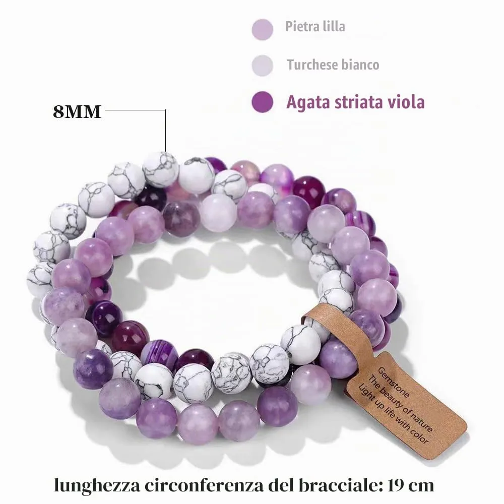 SAIBANGZI Bracciale in Pietre Naturali, Perline da 8mm, Elastico - immagine 5