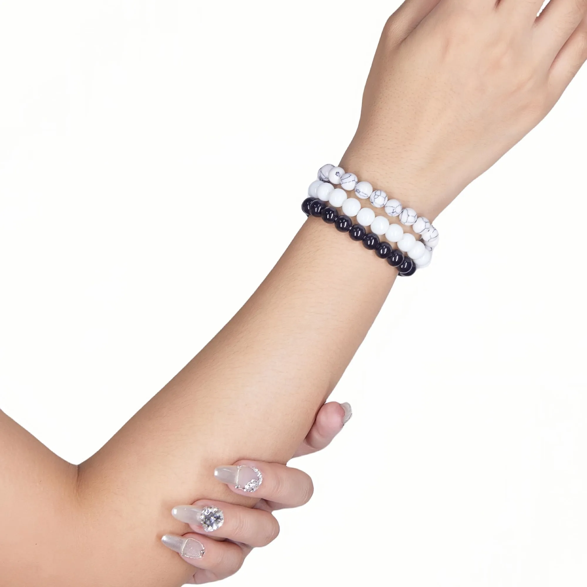 SAIBANGZI Bracciale in Pietre Naturali con Perline da 8mm, 19 cm - immagine 6