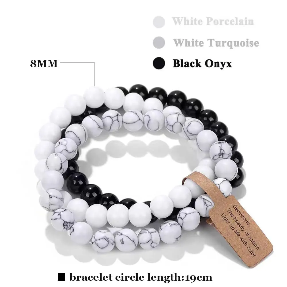 SAIBANGZI Bracciale in Pietre Naturali con Perline da 8mm, 19 cm - immagine 7