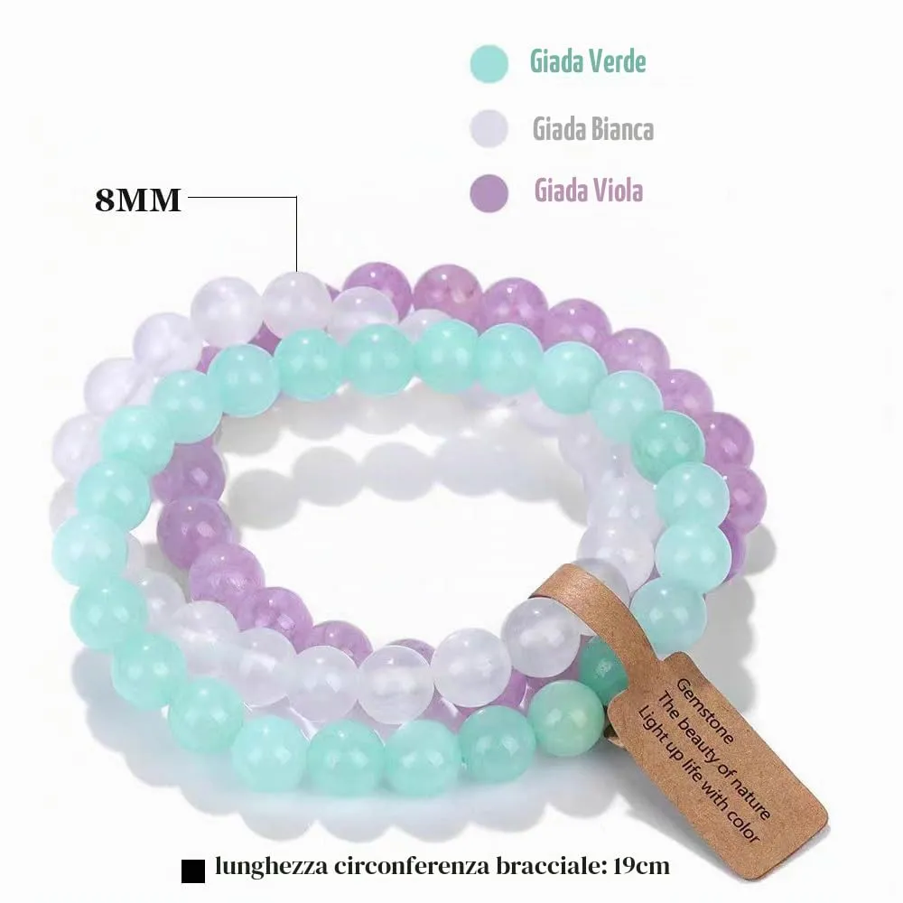 SAIBANGZI Bracciale in Pietre Naturali, Perline da 8mm, 19 cm - immagine 6