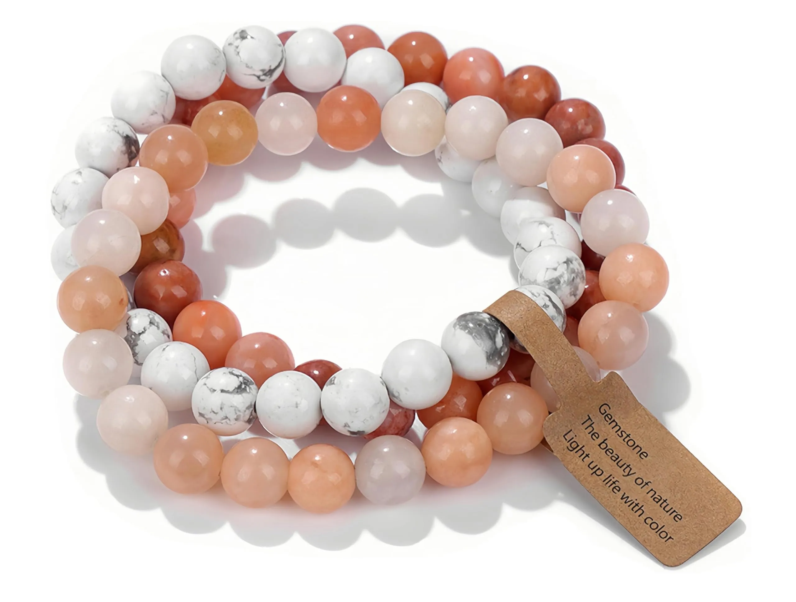 SAIBANGZI Set di 3 bracciali unisex in pietre naturali e cristalli, perline da 8 mm - immagine 1