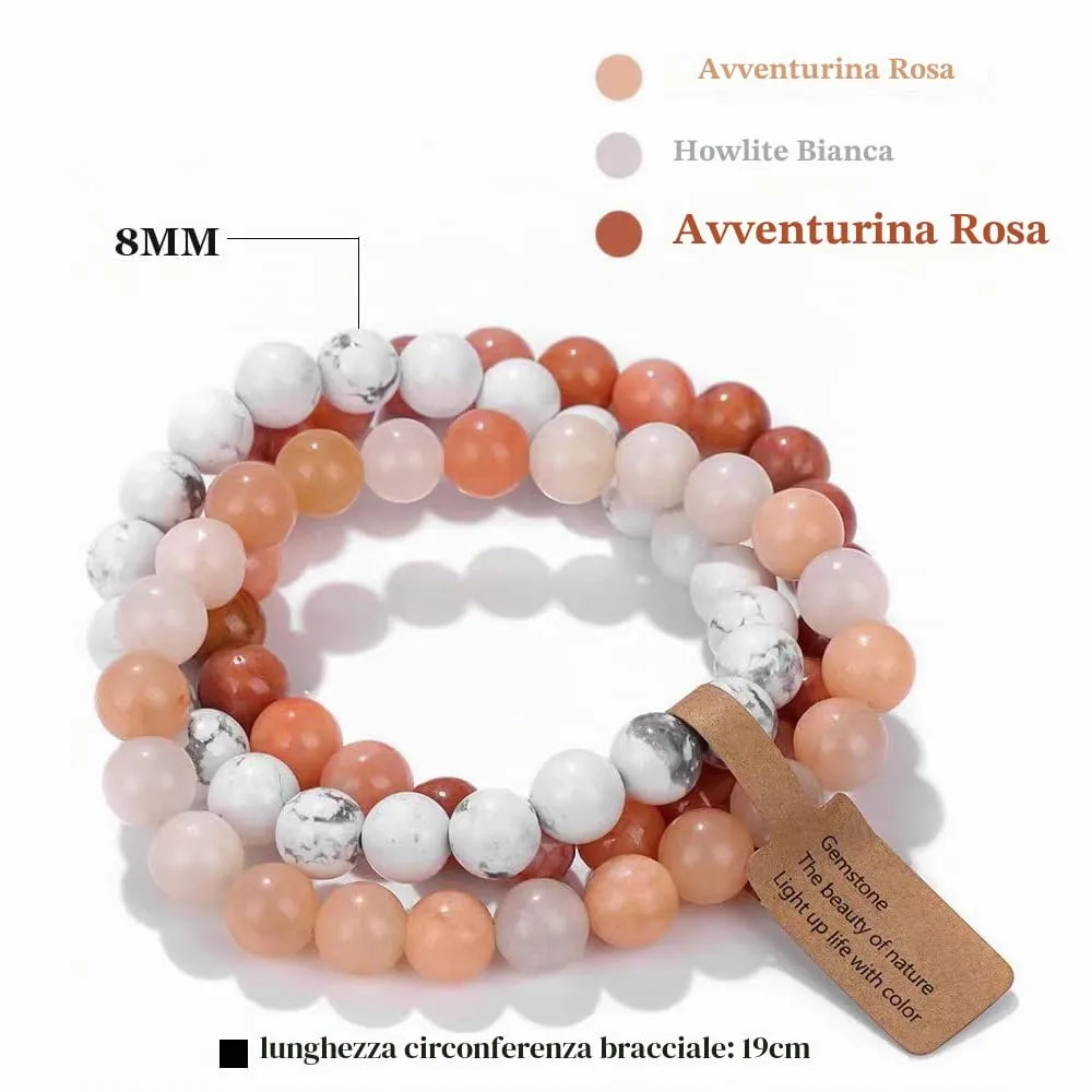 SAIBANGZI Set di 3 bracciali unisex in pietre naturali e cristalli, perline da 8 mm - immagine 5
