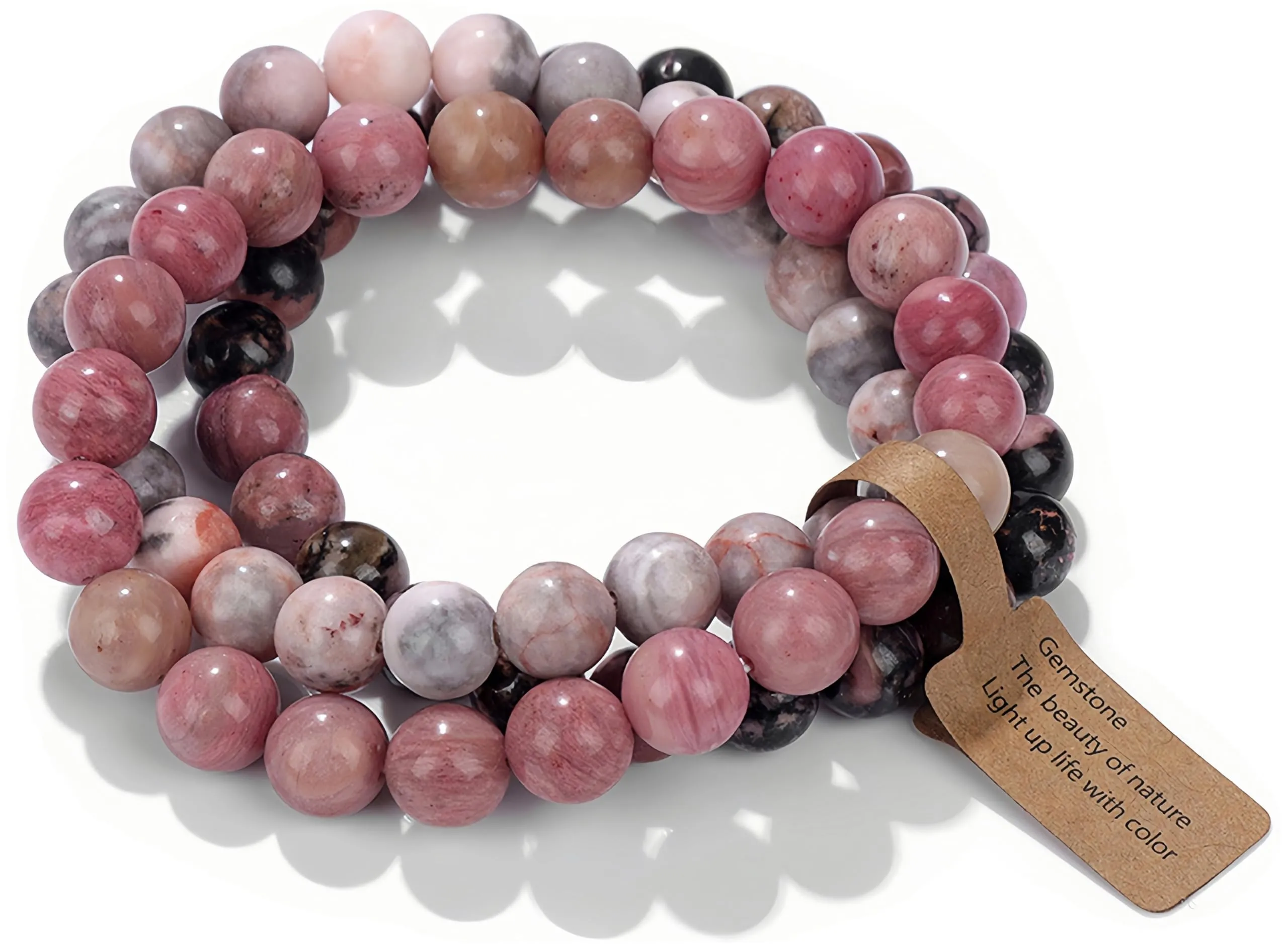 SAIBANGZI Bracciale in Pietre Naturali 8mm Elastico Uomo Donna - immagine 1