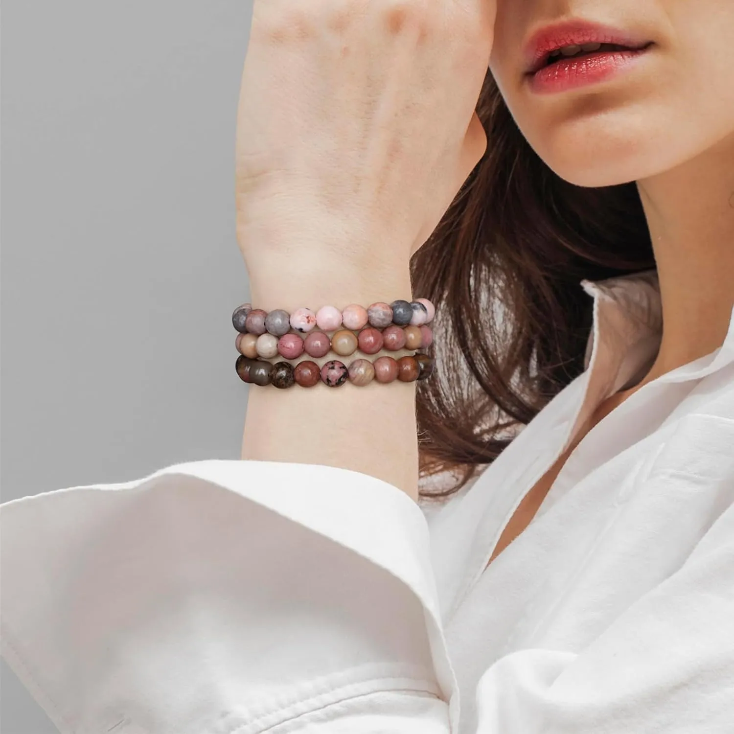 SAIBANGZI Bracciale in Pietre Naturali 8mm Elastico Uomo Donna - immagine 2