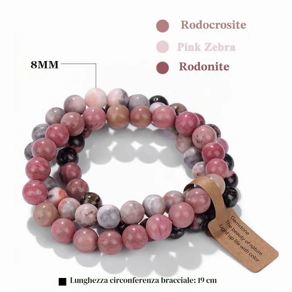 SAIBANGZI Bracciale in Pietre Naturali 8mm Elastico Uomo Donna - immagine 6