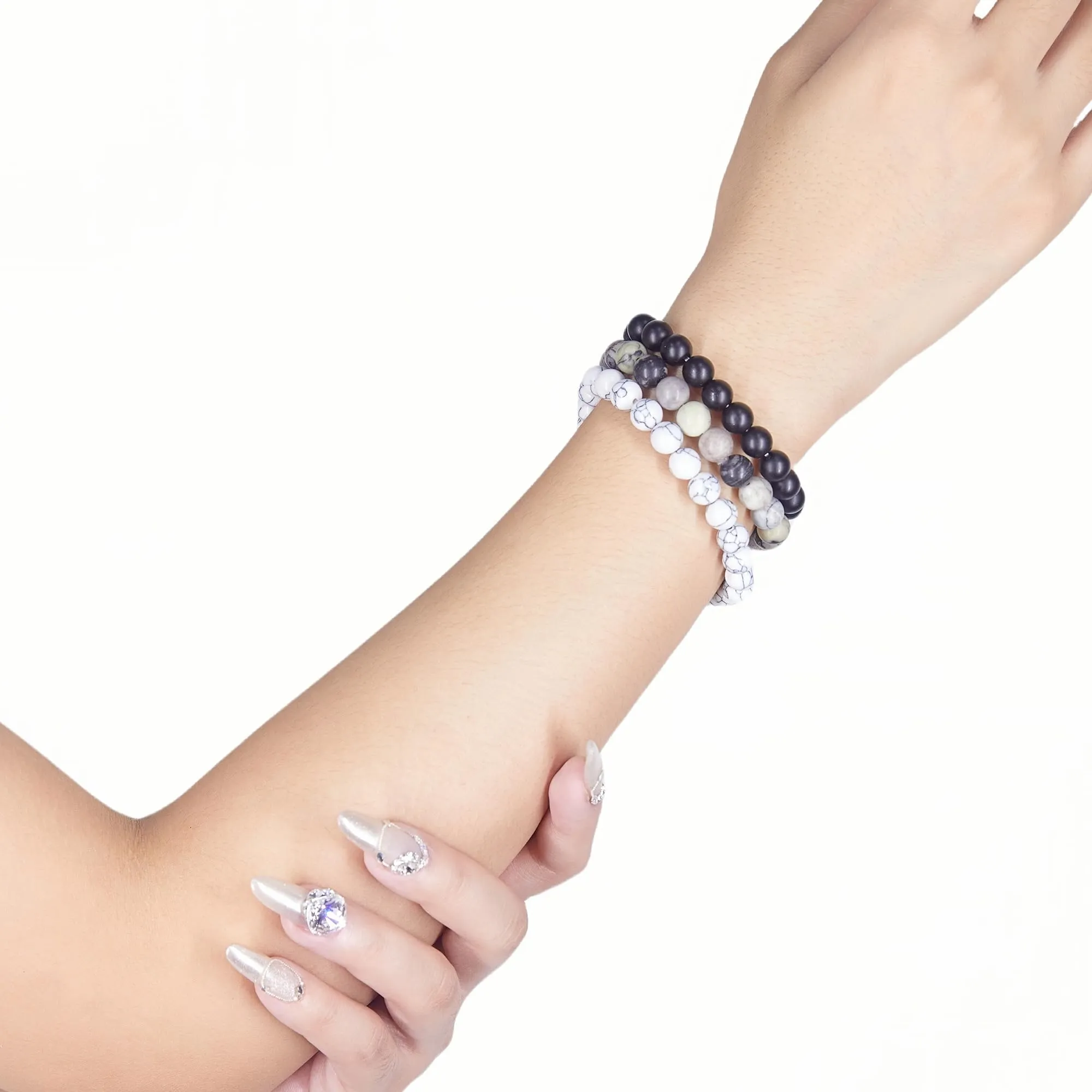 SAIBANGZI Bracciale in Pietre Naturali, Perline 8mm, Elastico - immagine 5