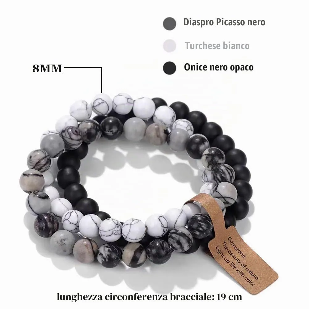 SAIBANGZI Bracciale in Pietre Naturali, Perline 8mm, Elastico - immagine 6