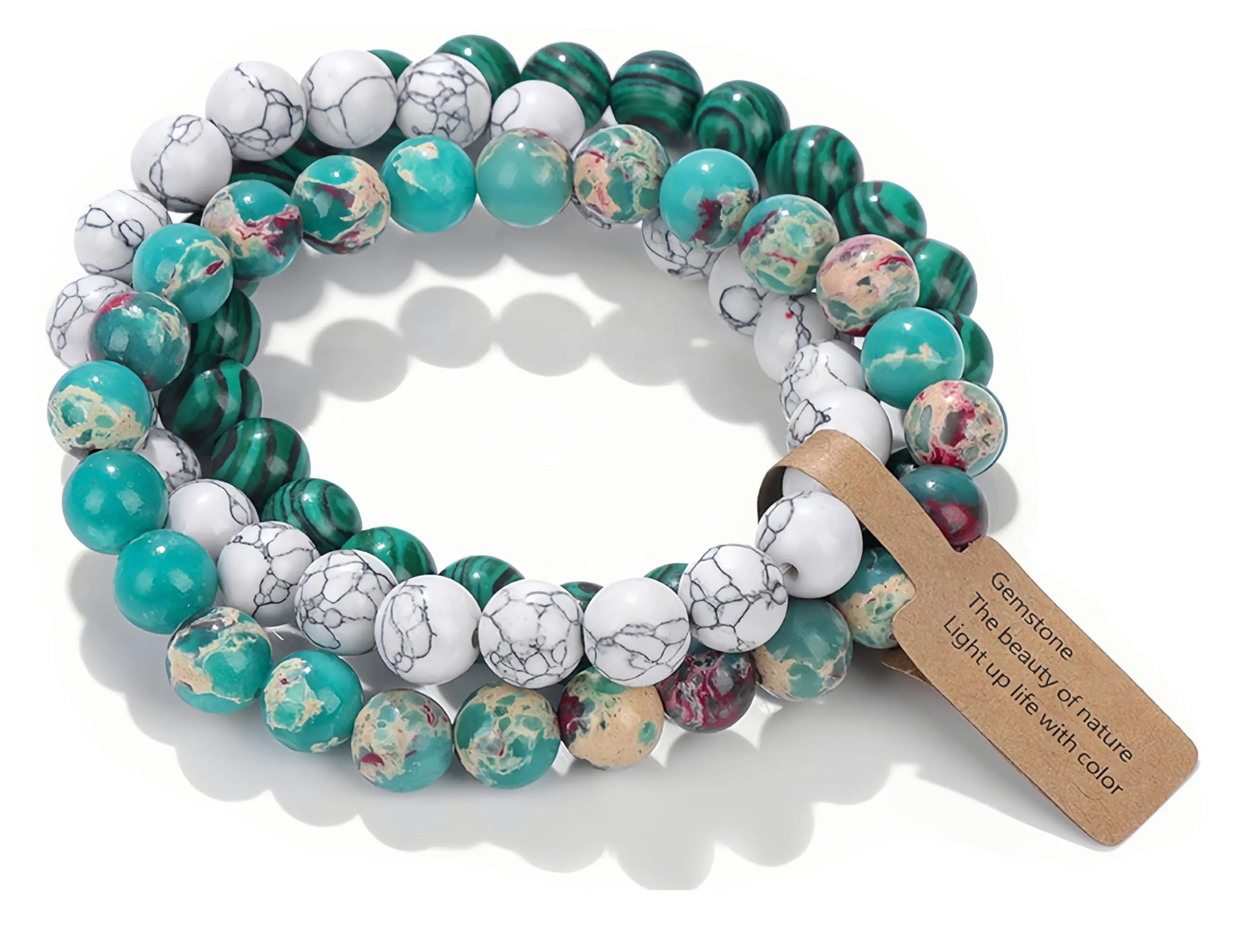 SAIBANGZI Bracciale in Pietre Naturali 8mm per Uomo e Donna, Elastico - immagine 1