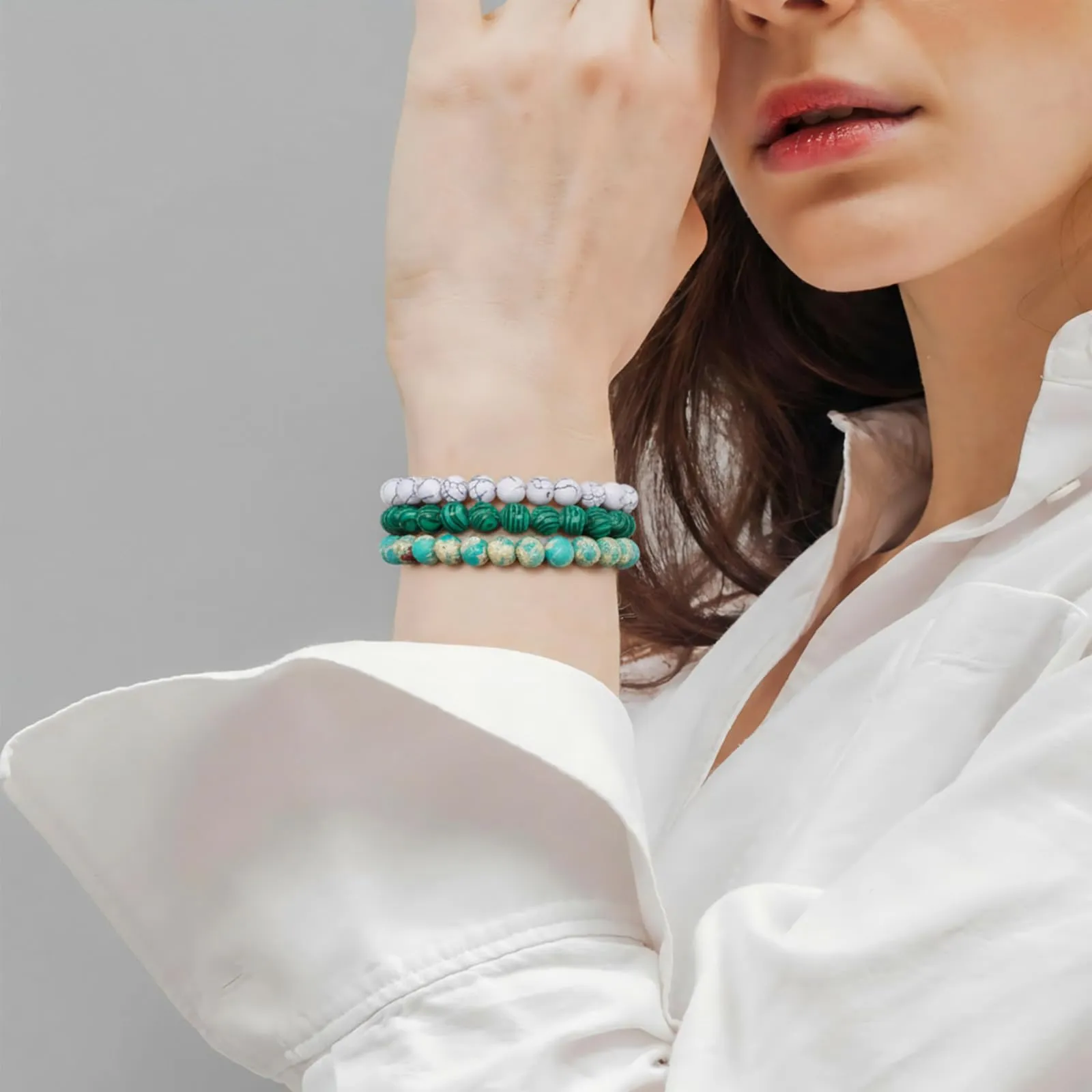 SAIBANGZI Bracciale in Pietre Naturali 8mm per Uomo e Donna, Elastico - immagine 2