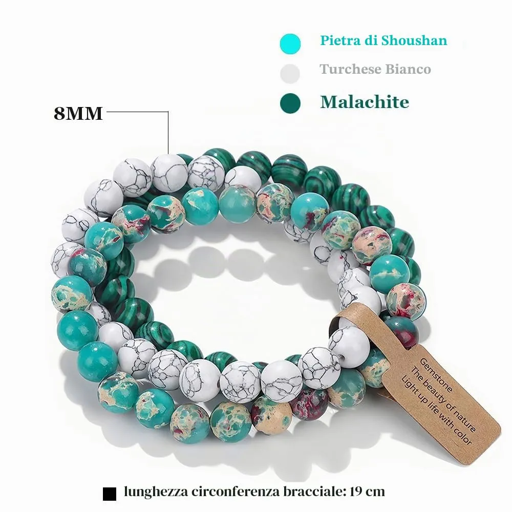 SAIBANGZI Bracciale in Pietre Naturali 8mm per Uomo e Donna, Elastico - immagine 5