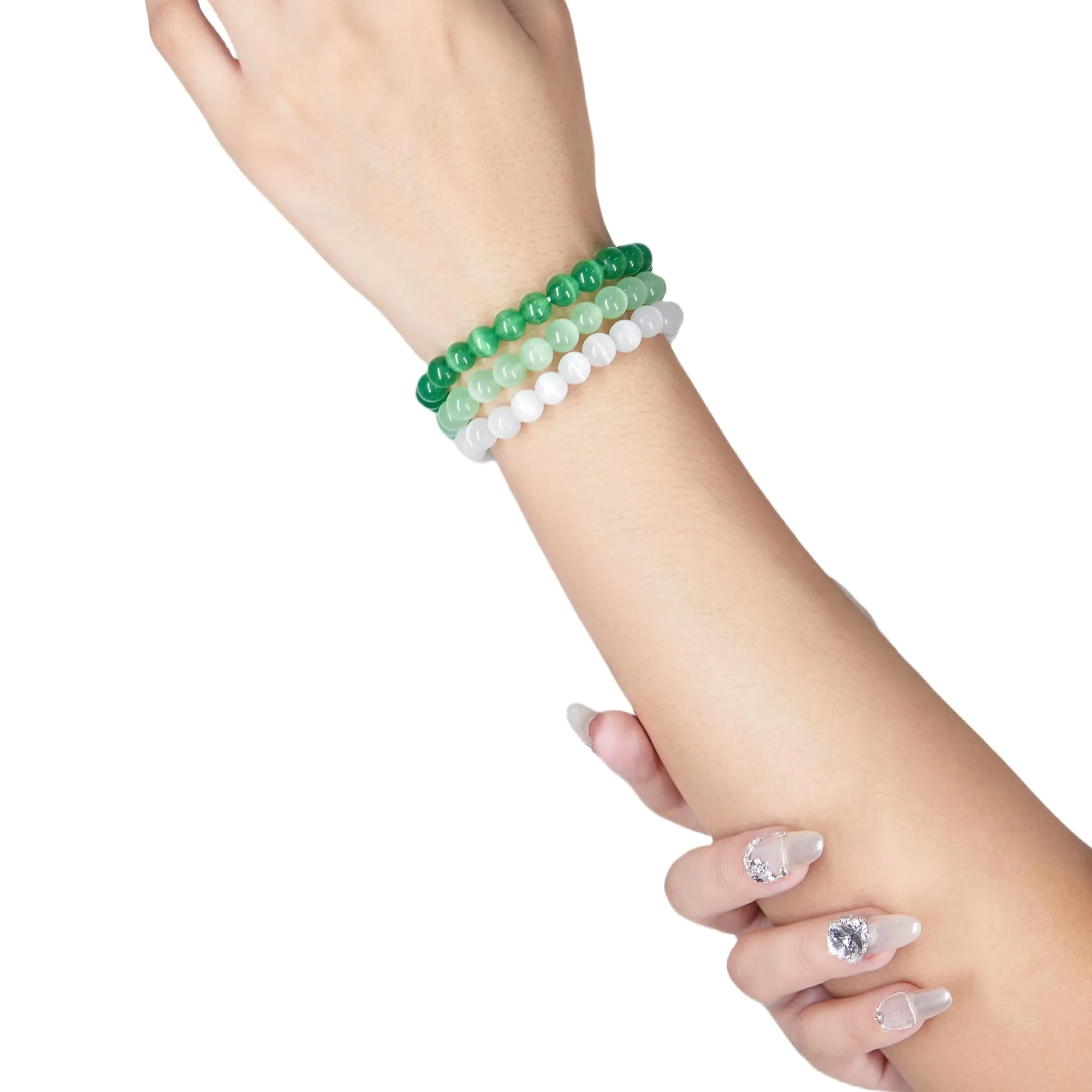 SAIBANGZI Bracciale in Pietre Naturali, Perline da 8mm, Elastico, 19 cm - immagine 5