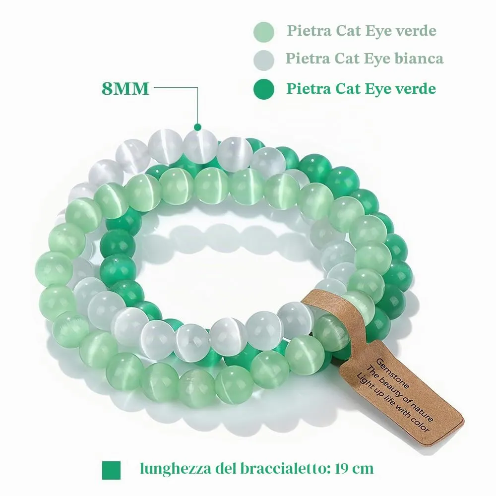 SAIBANGZI Bracciale in Pietre Naturali, Perline da 8mm, Elastico, 19 cm - immagine 6
