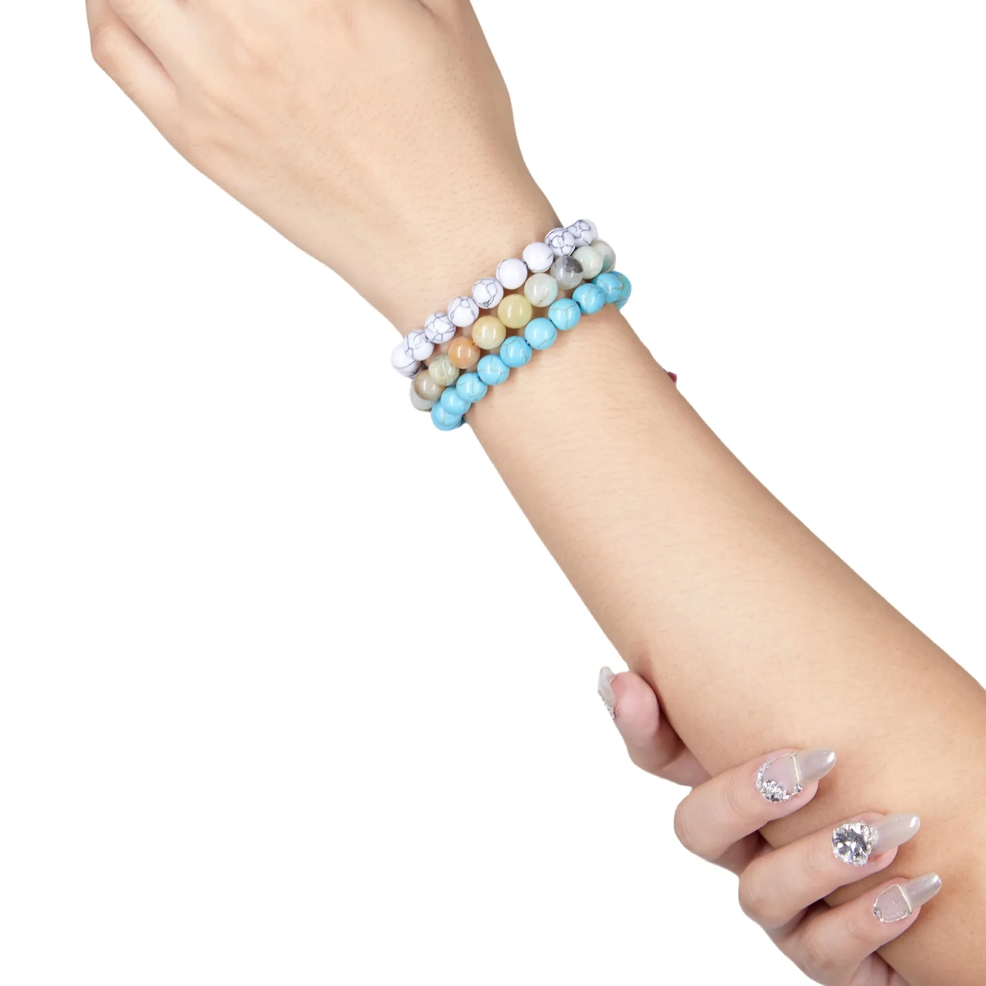 SAIBANGZI Bracciale in Pietre Naturali con Perline da 8mm - immagine 5