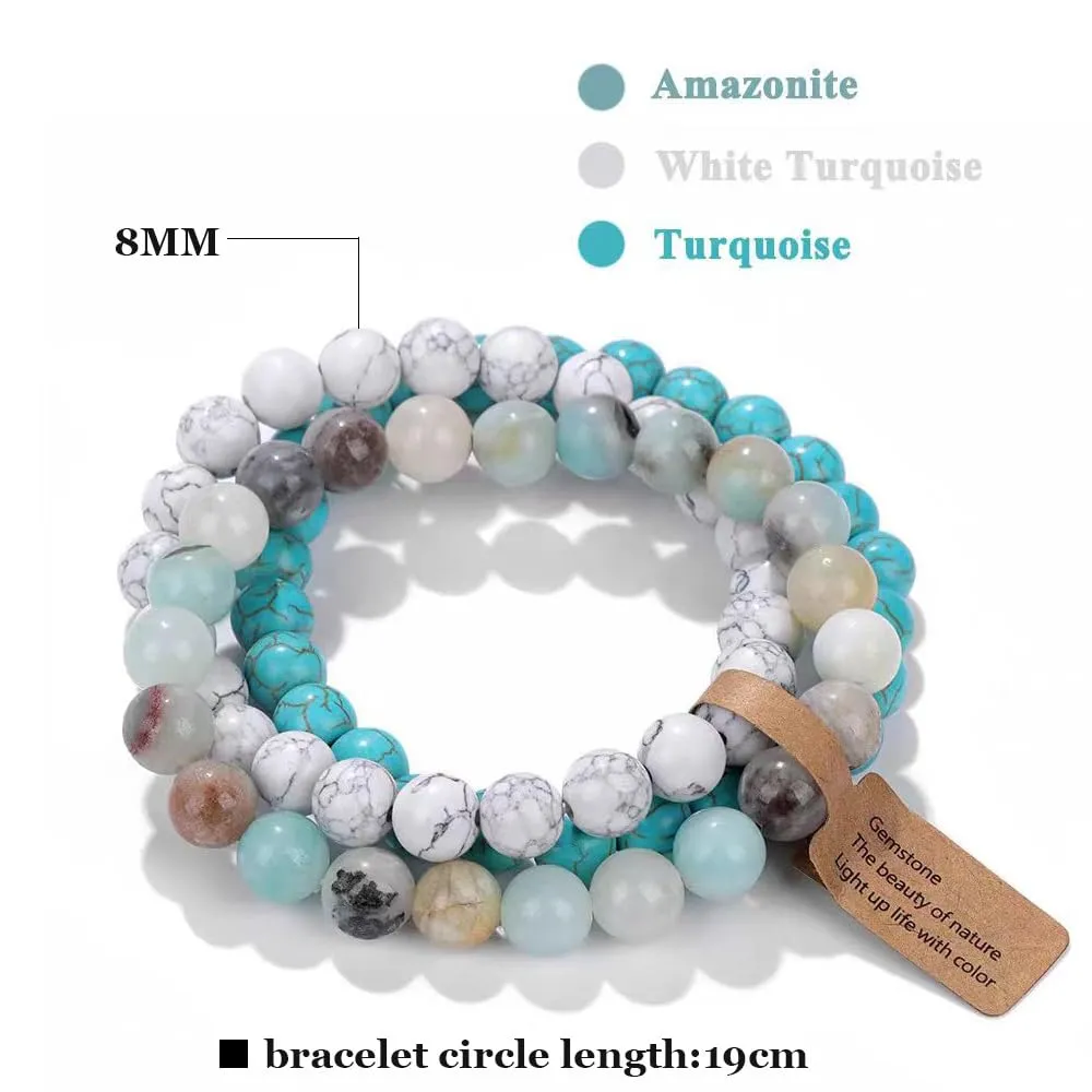 SAIBANGZI Bracciale in Pietre Naturali con Perline da 8mm - immagine 6