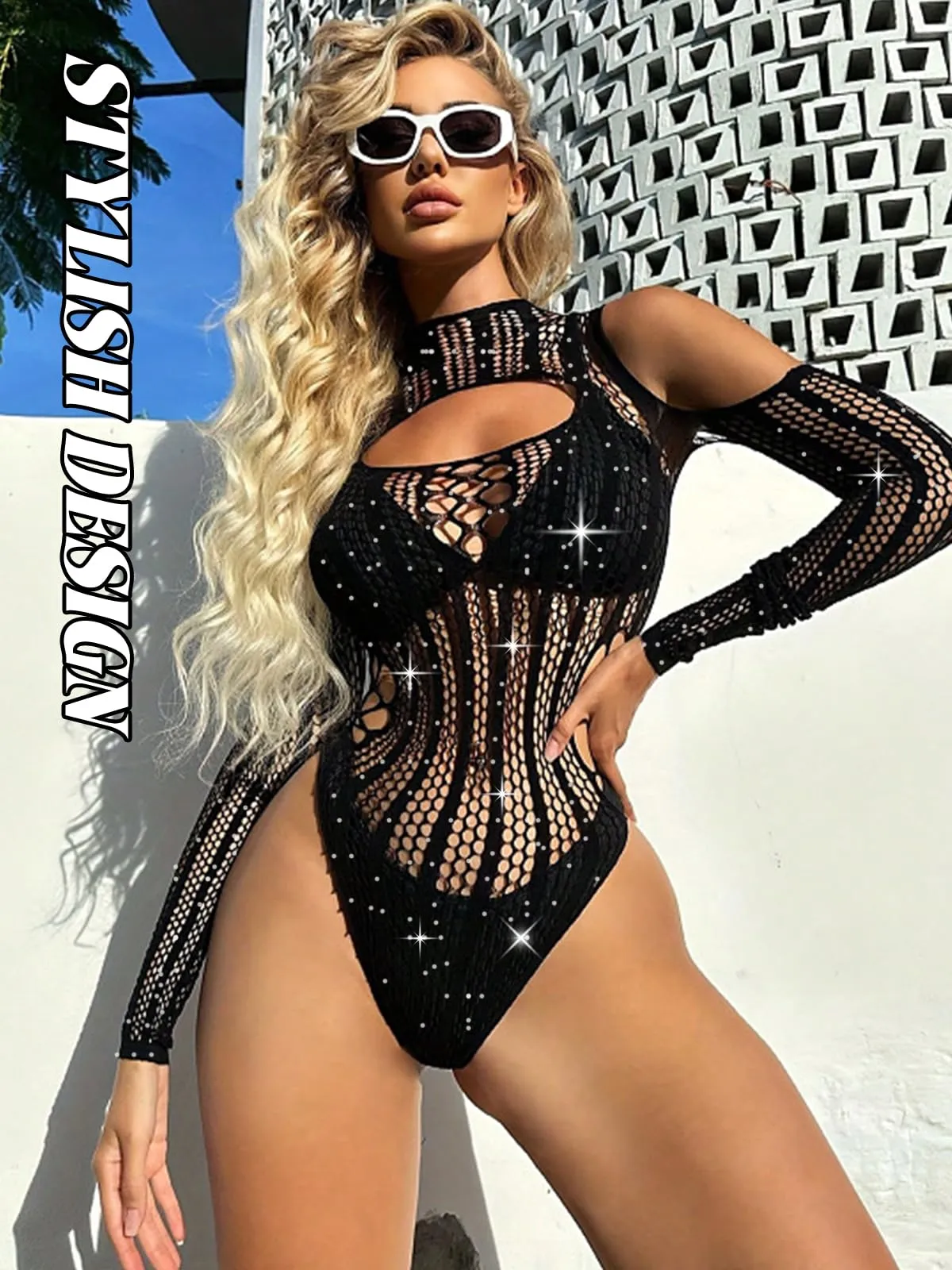 Buitifo Body con Strass da Donna, Nero, Medium - immagine 4
