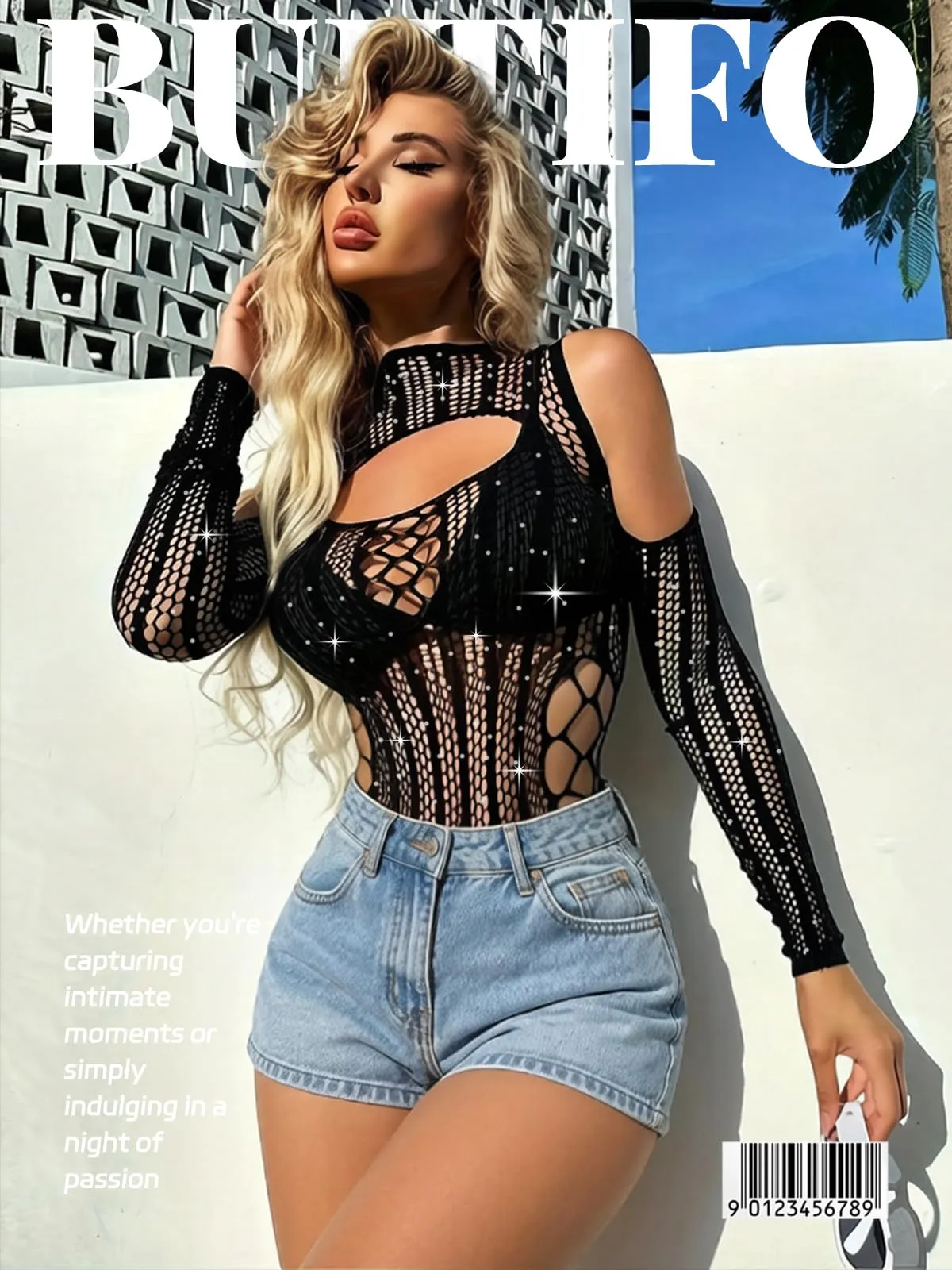 Buitifo Body con Strass da Donna, Nero, Medium - immagine 5