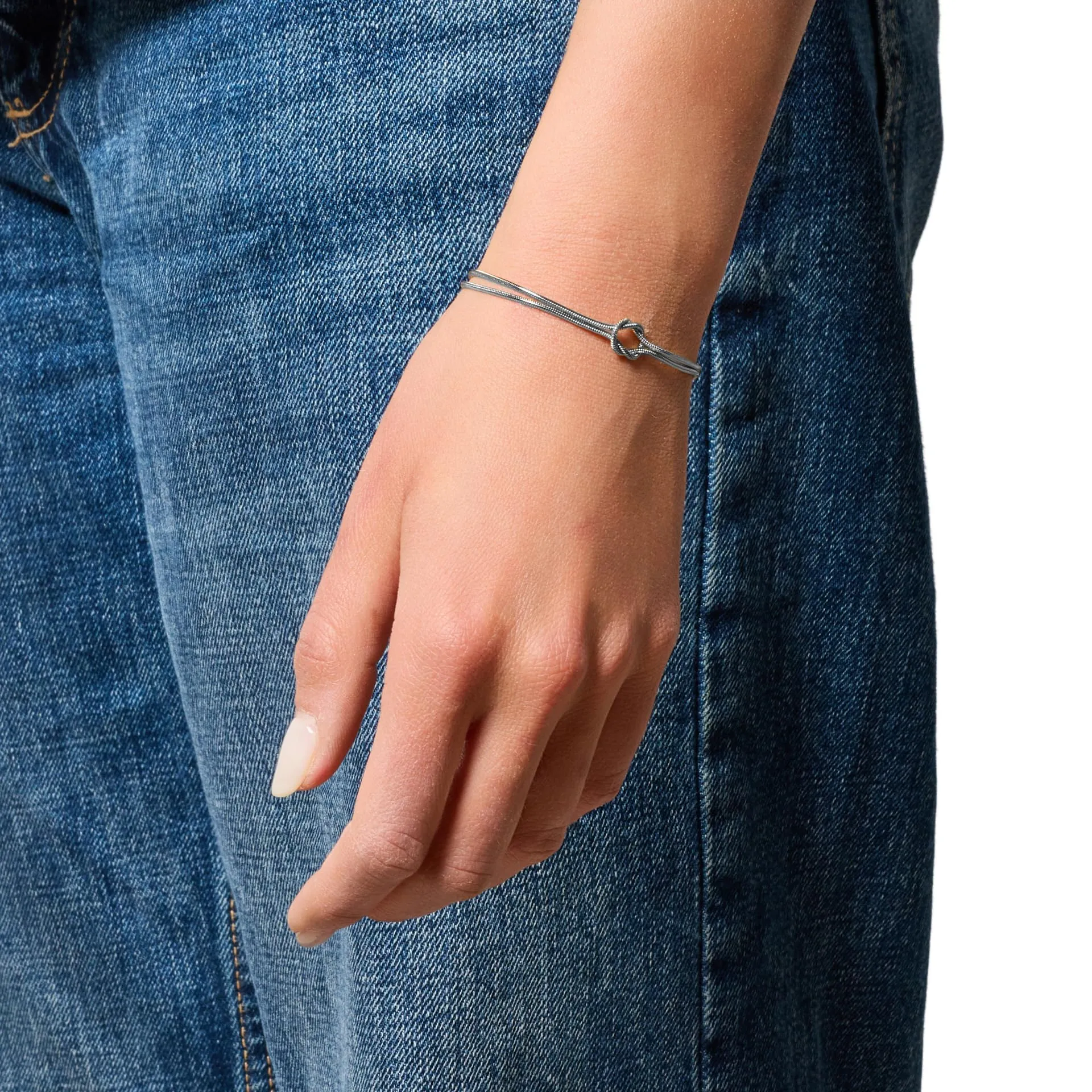 Louis Ciocchetti dal 1887 Bracciale Donna in Acciaio con Nodo, Regolabile 16+4 cm, Maglia Fine 1,3 mm, Made in Italy - immagine 4