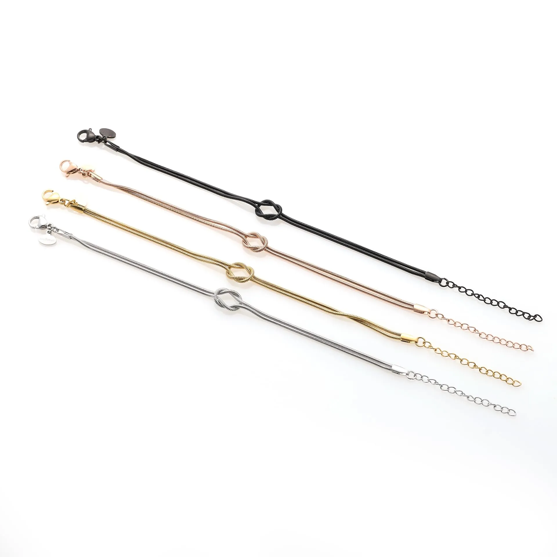 Louis Ciocchetti dal 1887 Bracciale Donna in Acciaio con Nodo, Regolabile 16+4 cm, Maglia Fine 1,3 mm, Made in Italy - immagine 5