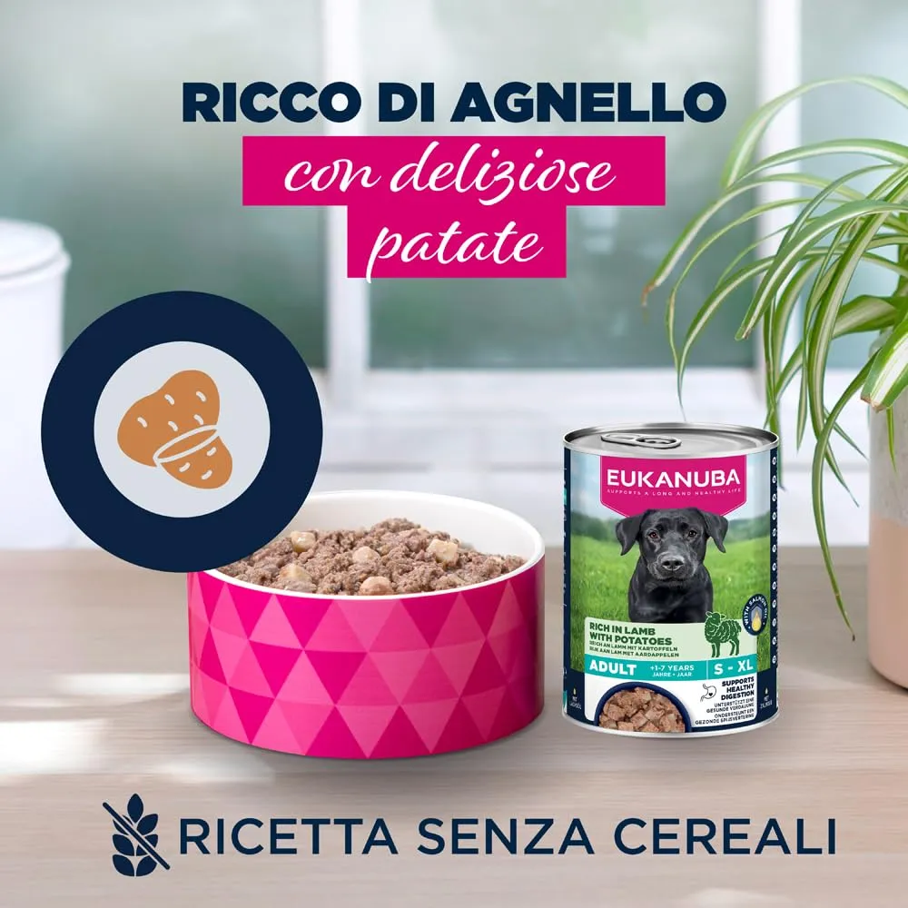 Eukanuba Cibo Umido per Cani Adulti con Agnello e Patate, 6 x 400 g - immagine 2
