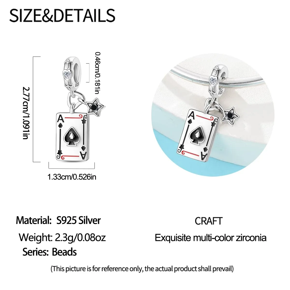 QIKAOLA Ciondolo Bead Charm in Argento Sterling S925 per Bracciali e Collane Europee da Donna - immagine 5
