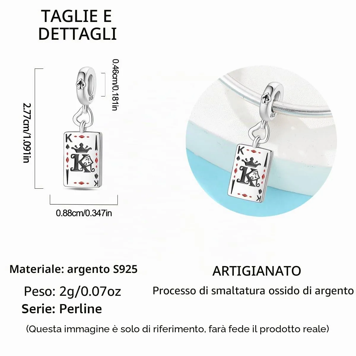 QIKAOLA Ciondolo Bead Charm in Argento Sterling S925 per Bracciali e Collane Europee da Donna - immagine 5