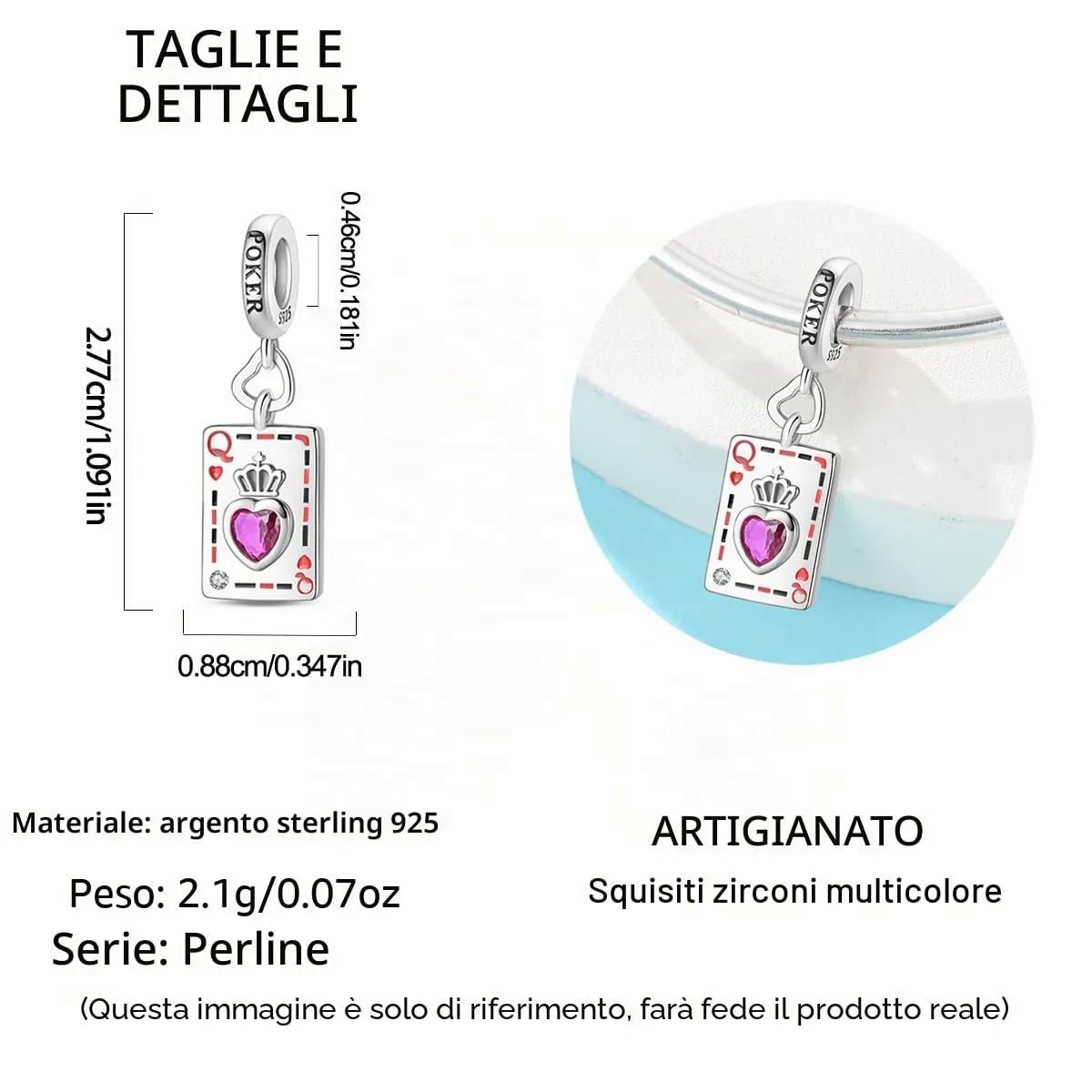 QIKAOLA Ciondolo Bead Charm in Argento Sterling S925 per Bracciali e Collane Europee da Donna - immagine 5