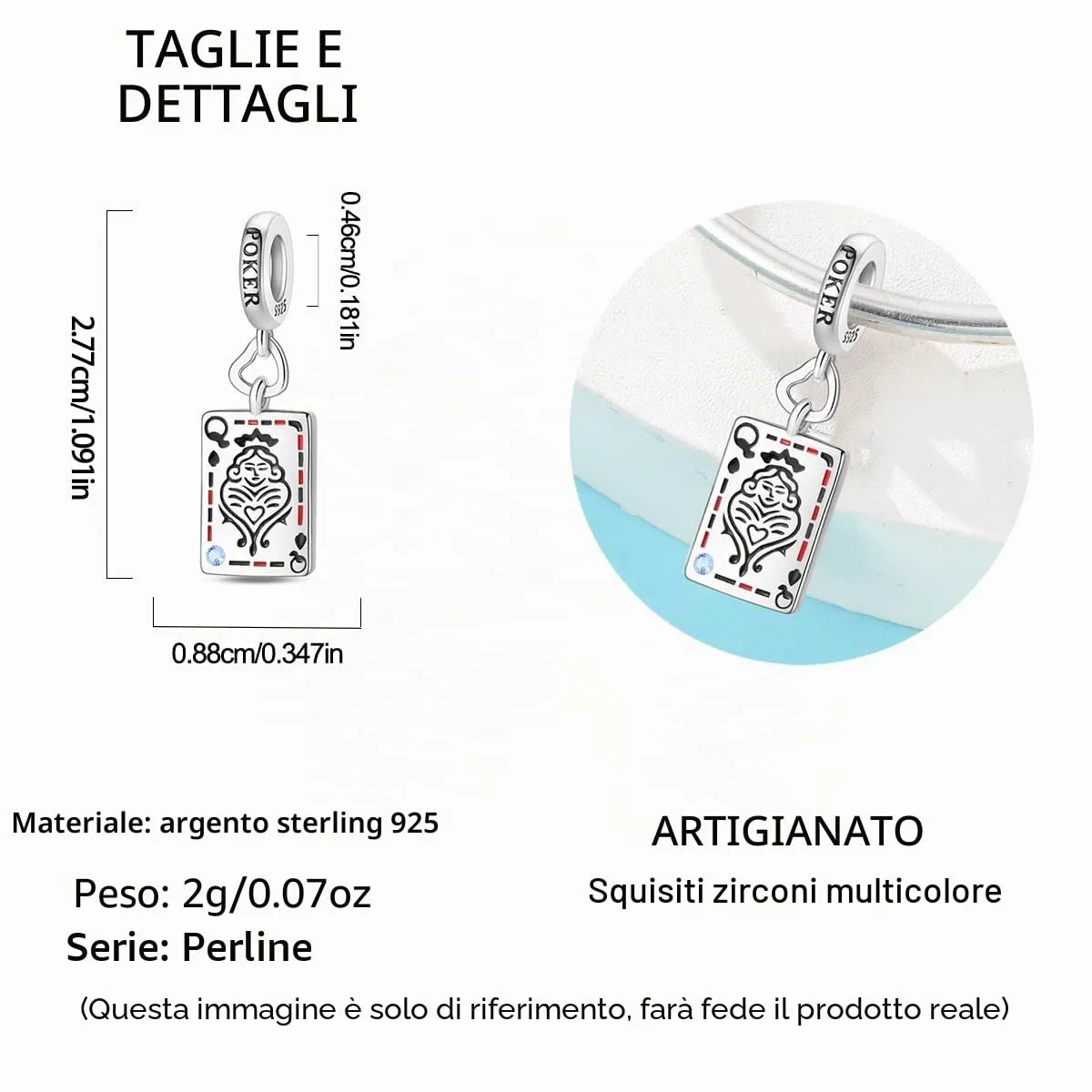 QIKAOLA Ciondolo Bead Charm in Argento Sterling S925 per Bracciali e Collane Europee da Donna - immagine 5