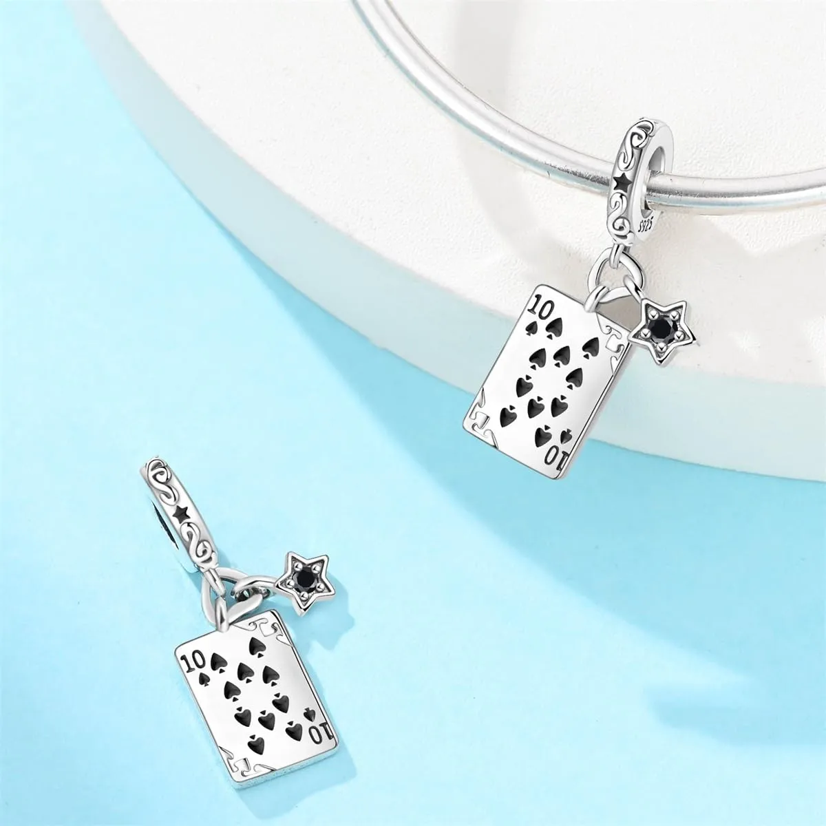 QIKAOLA Ciondolo Bead Charm in argento sterling S925 per bracciali e collane europee da donna - immagine 3