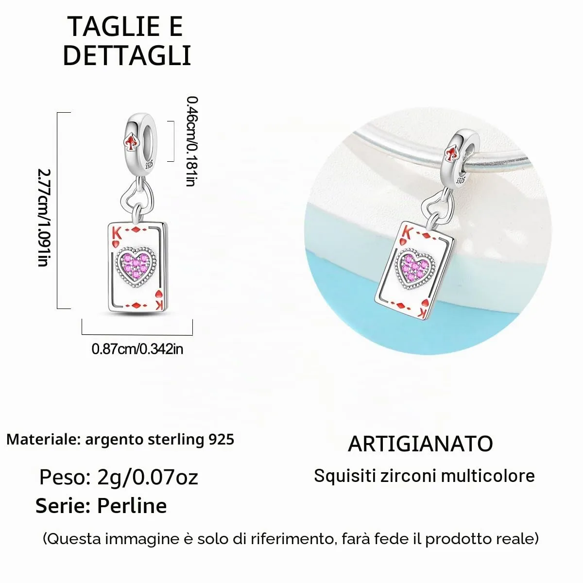 QIKAOLA Ciondolo Bead Charm in Argento Sterling S925 per Bracciali e Collane Europee da Donna - immagine 5