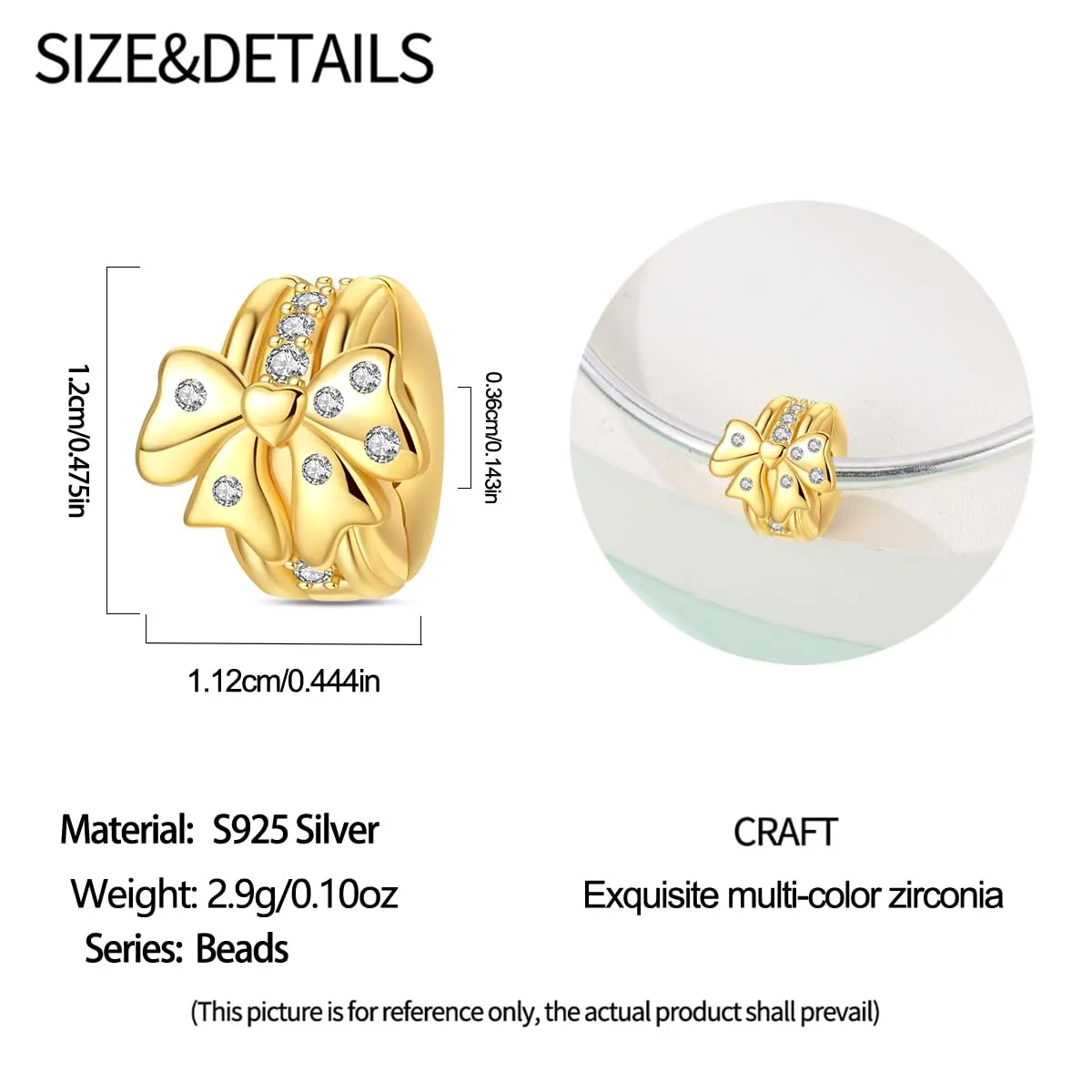 QIKAOLA Ciondolo Bead Charm in Argento Sterling S925 per Bracciali e Collane Europee da Donna - immagine 5