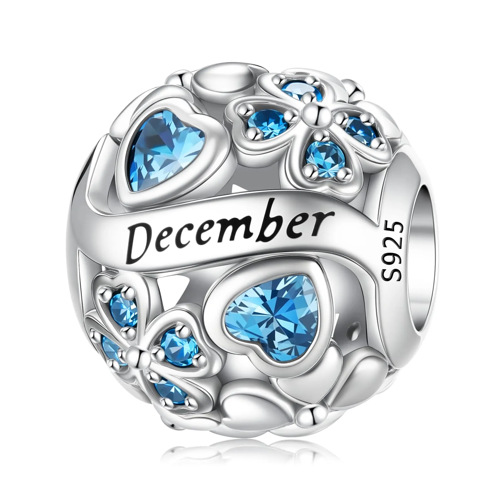HappyStar Ciondolo Quadrifoglio in Argento Sterling 925 con Zirconia Cubica Birthstone per Braccialetti Pandora e Europei - immagine 1